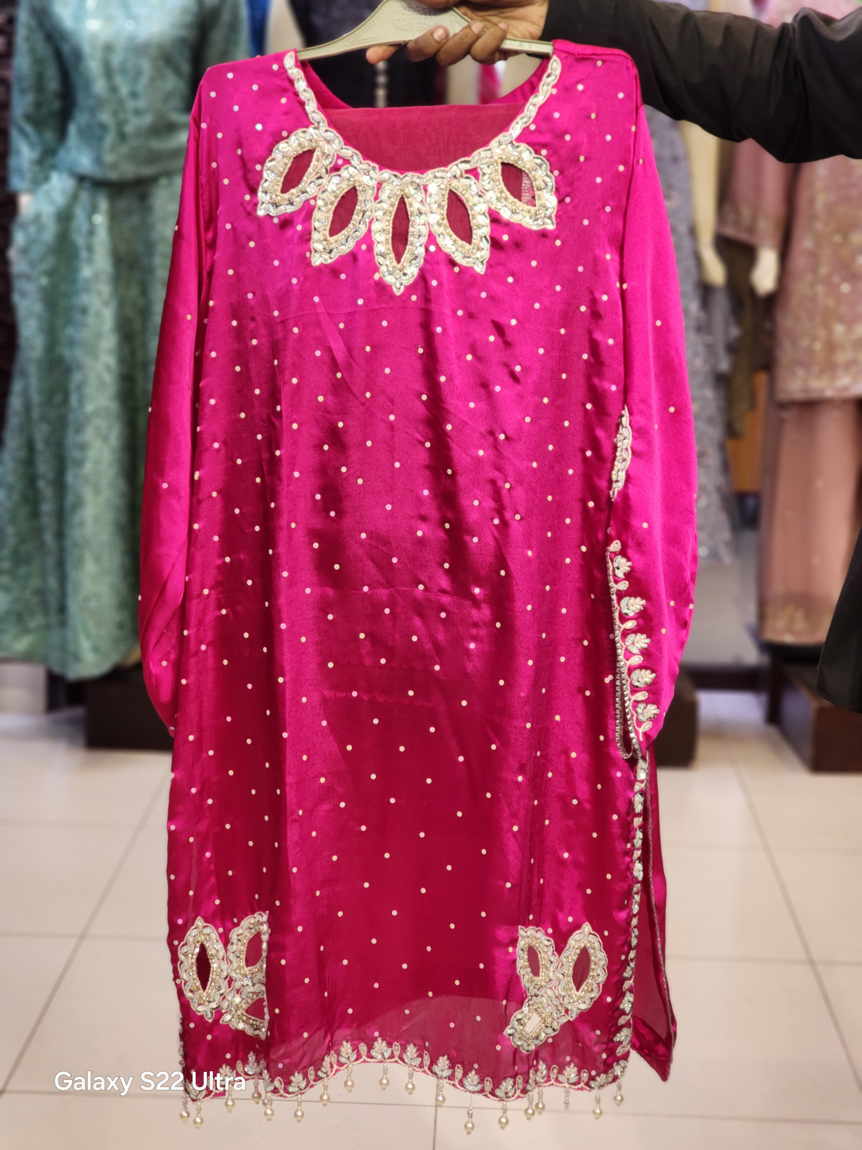 Cutwork Farshi Shalwar Style Silk Dress | Fancy Party Wear Wedding Dress For Women