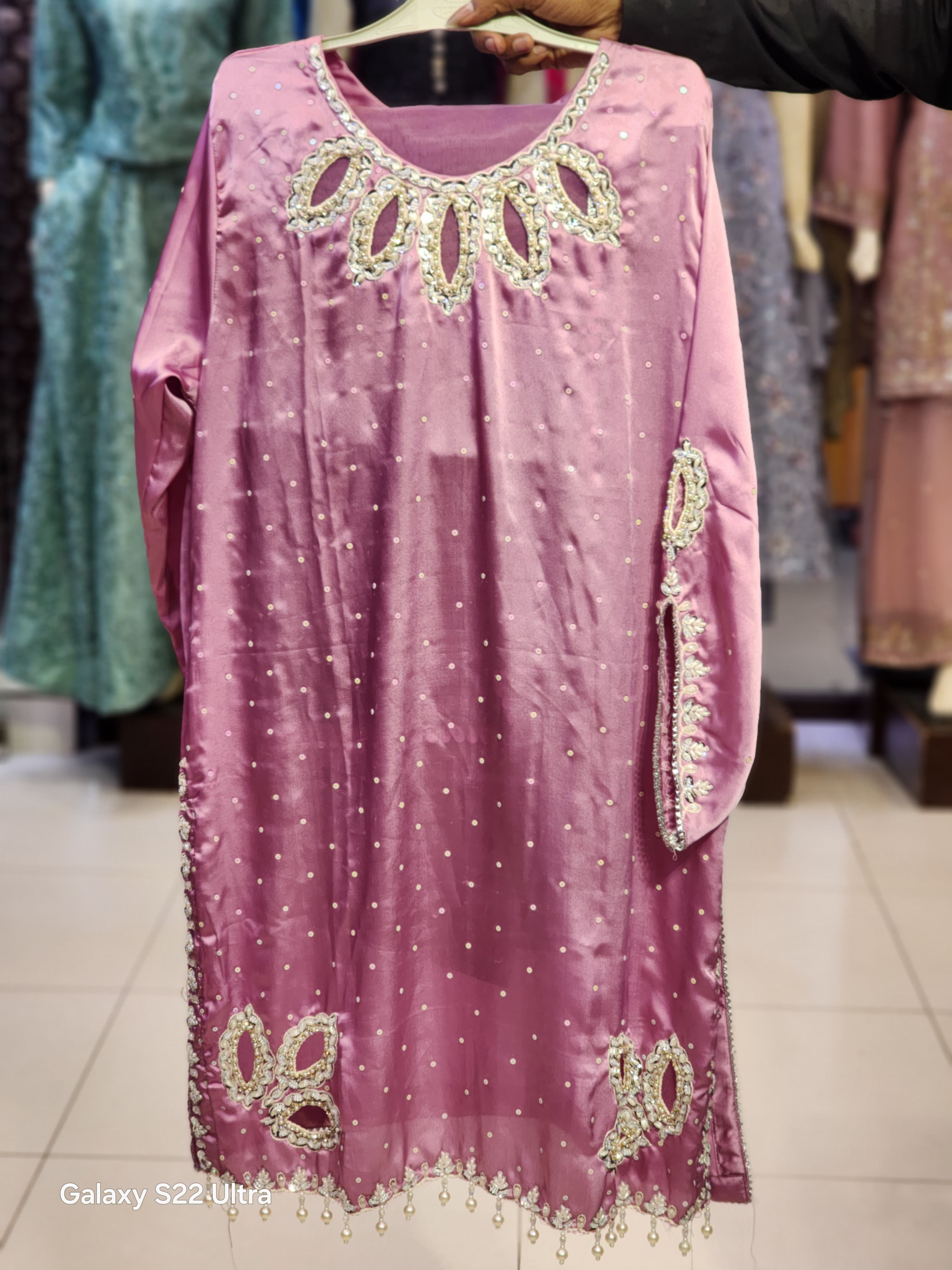 Cutwork Farshi Shalwar Style Silk Dress | Fancy Party Wear Wedding Dress For Women