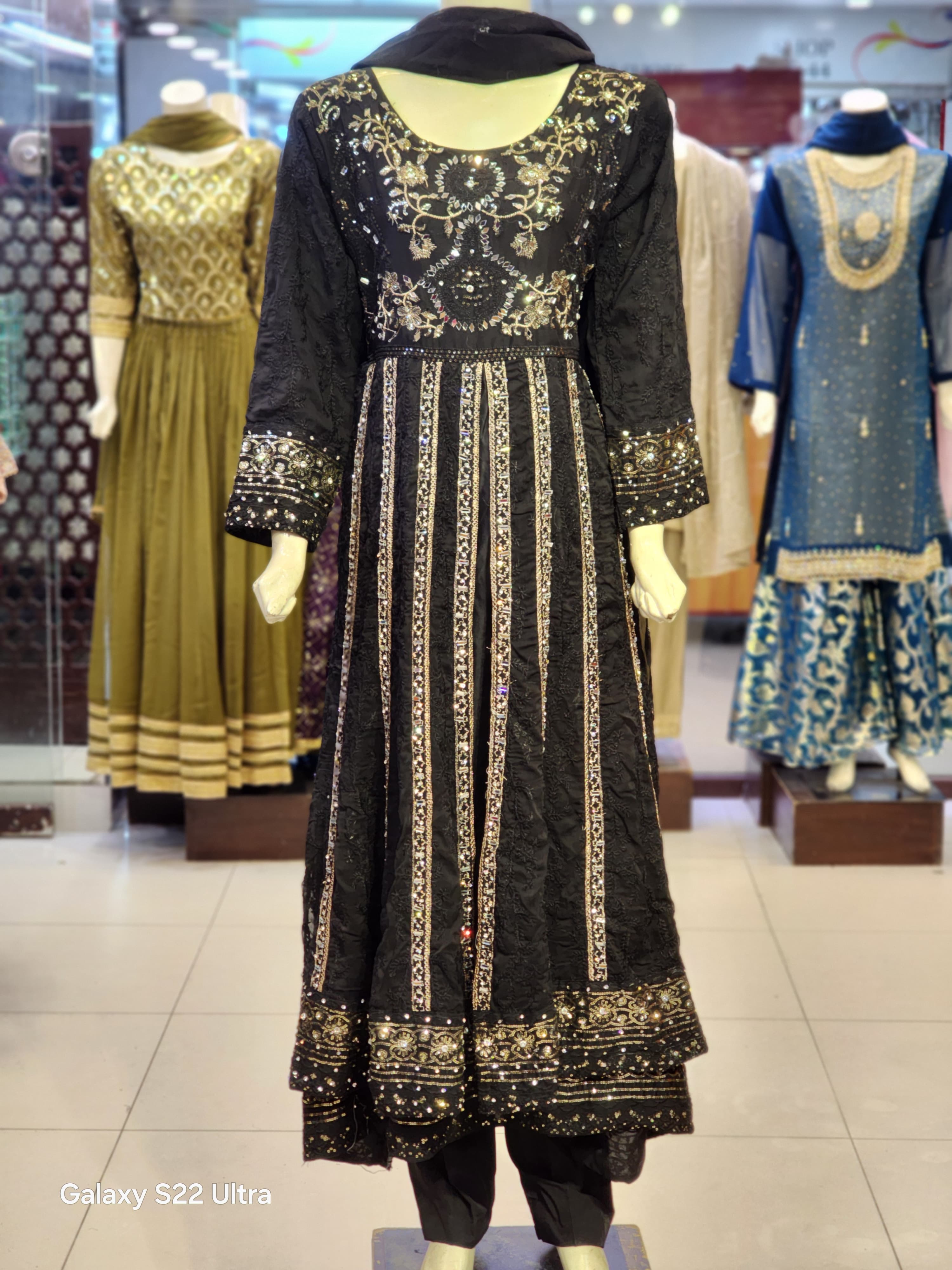 Front Open Double Flare Maksi Style Dress | Fancy Party Wear Wedding Dress