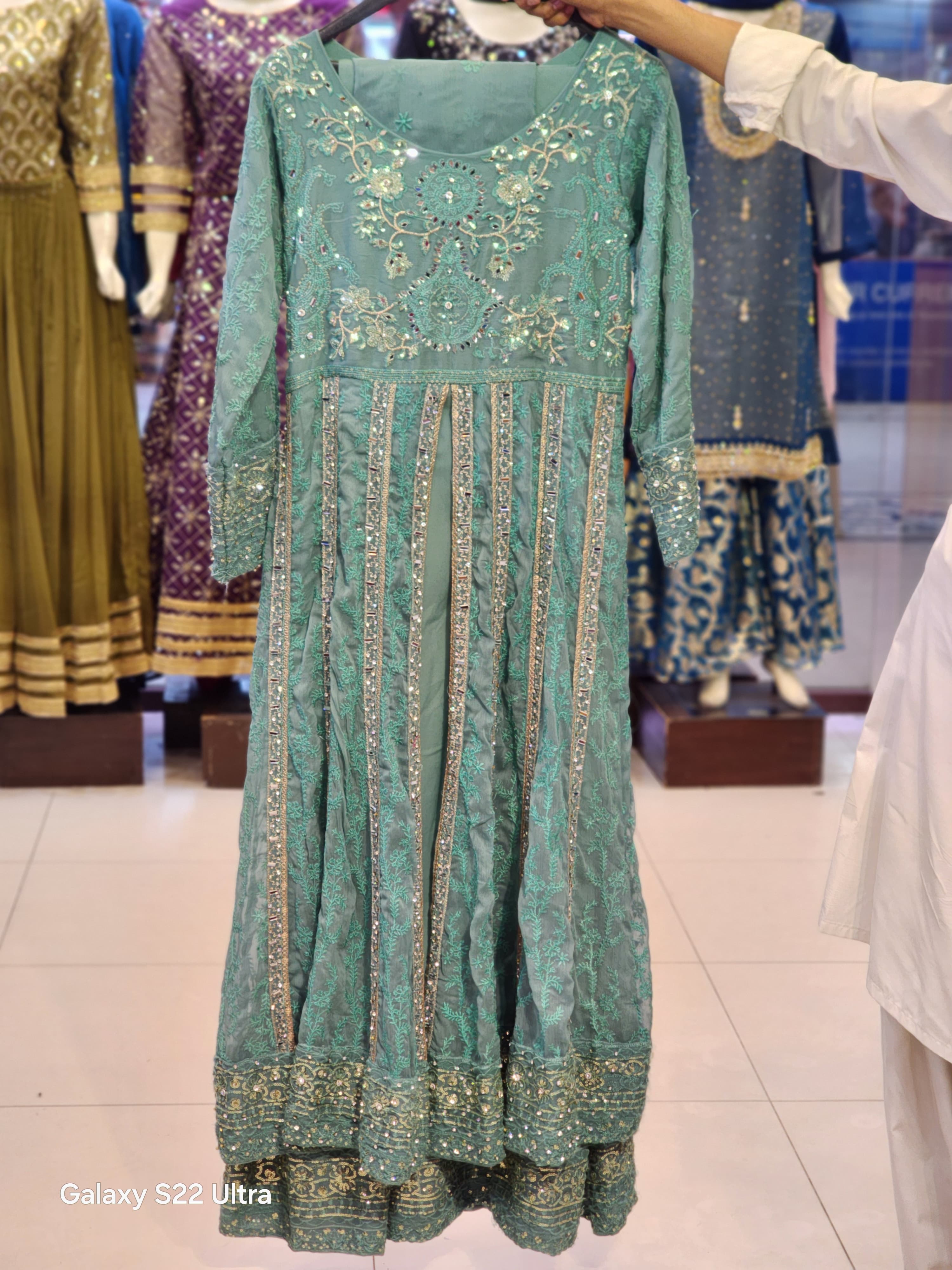 Front Open Double Flare Maksi Style Dress | Fancy Party Wear Wedding Dress