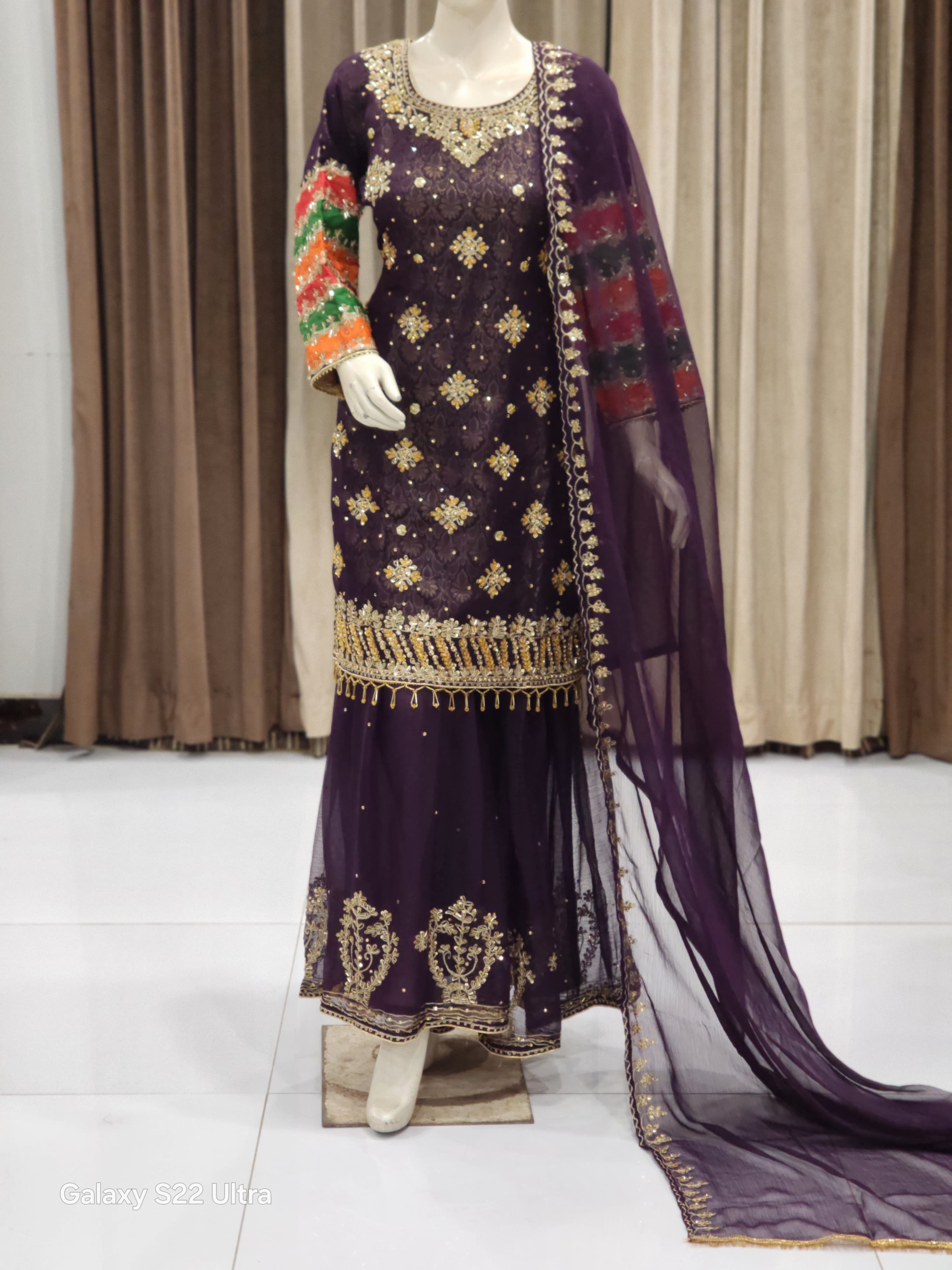 Elegant Shirt Garara Style Wedding Fancy Party Wear Dress