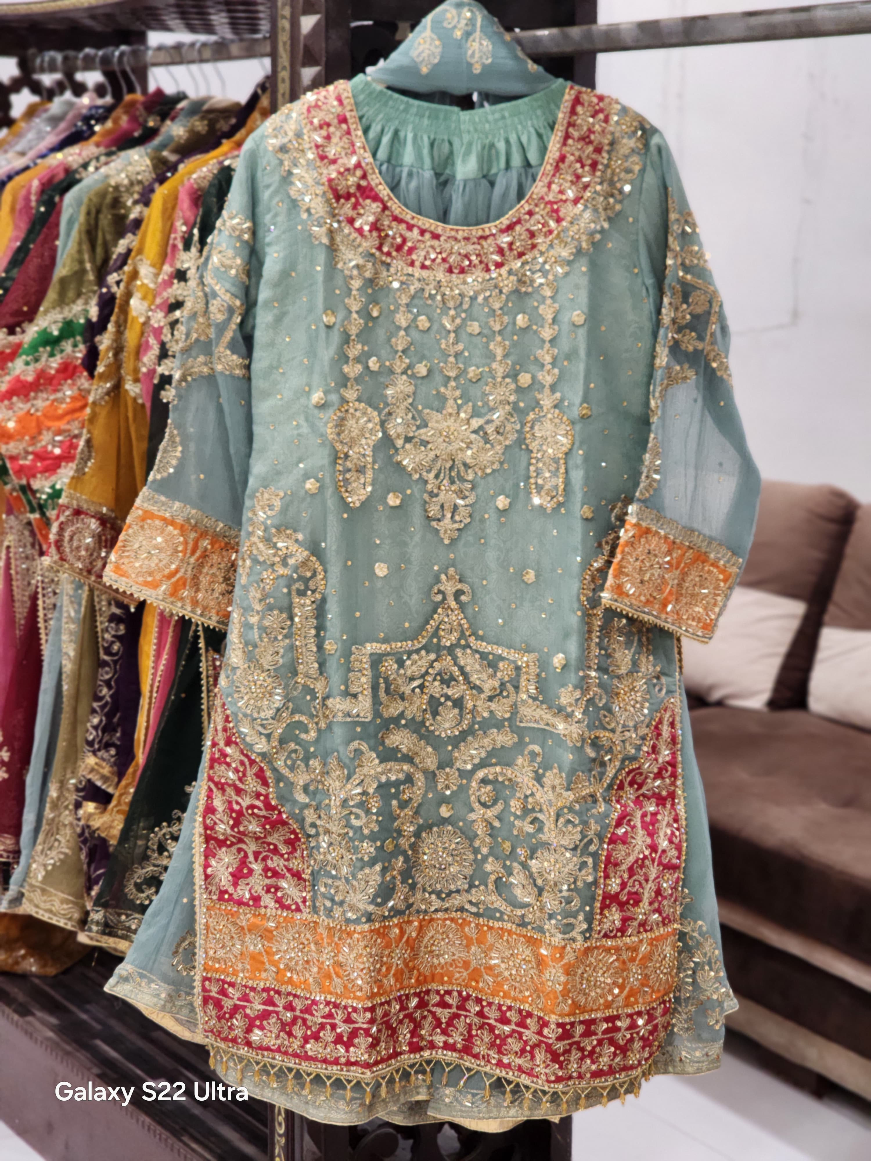 Long Shirt Plazo Style Heavy Wedding Wear Dress for Women