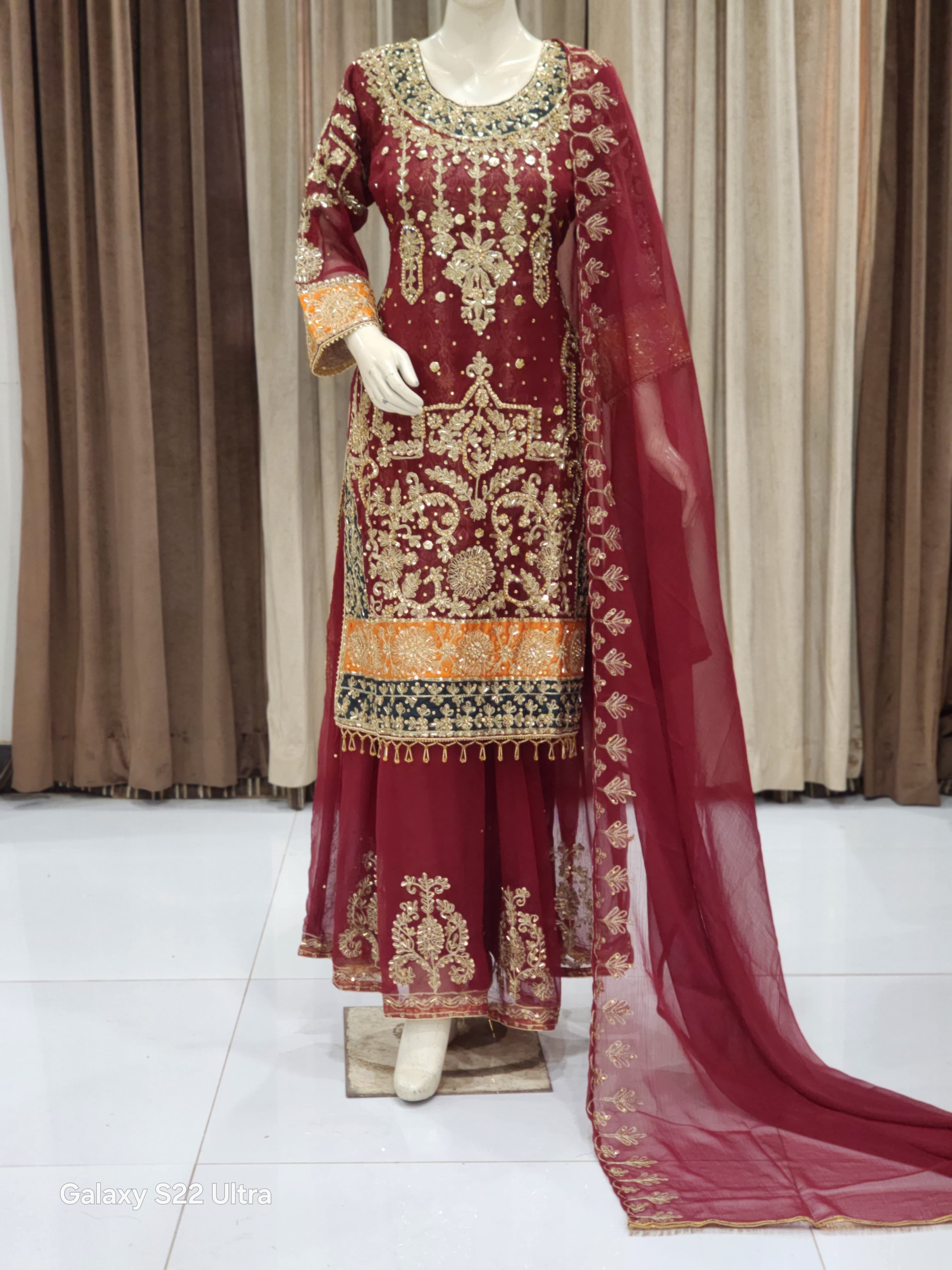 Long Shirt Plazo Style Heavy Wedding Wear Dress for Women
