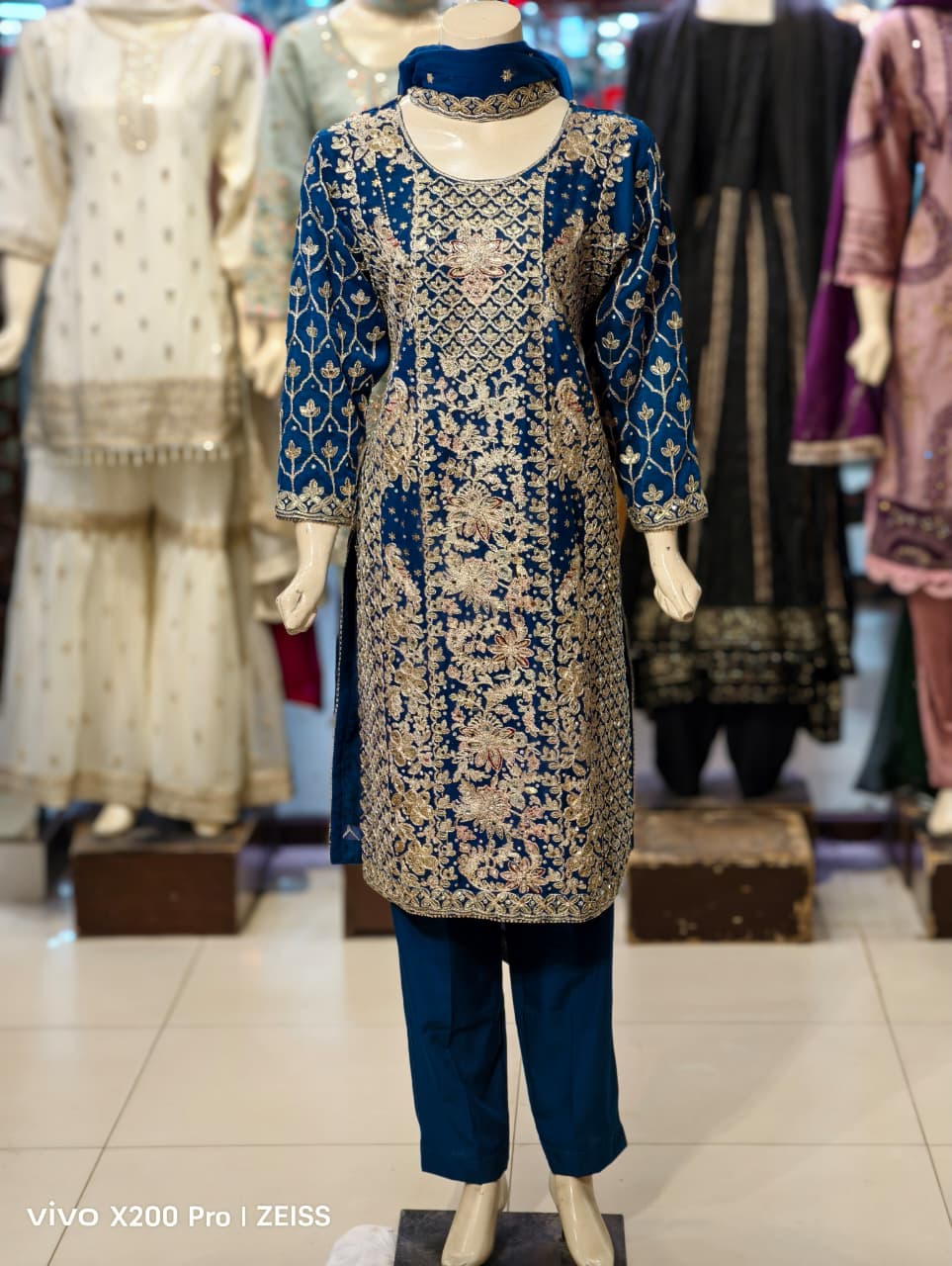 Heavy Long Shirt Style Fancy Party Wear Dress