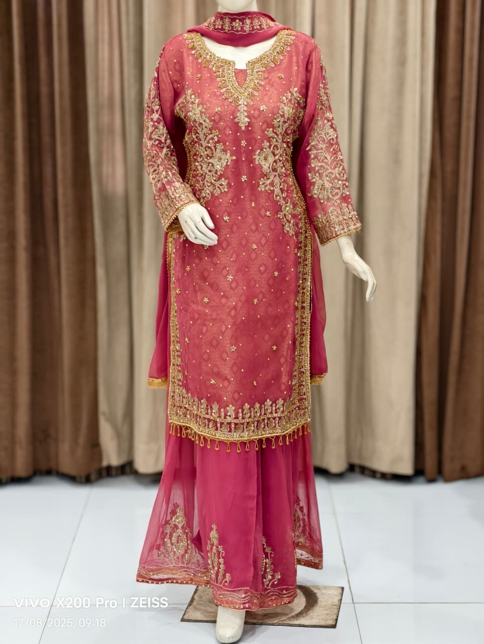 Long Shirt Plazo Style Heavy Wedding Wear Dress for Women
