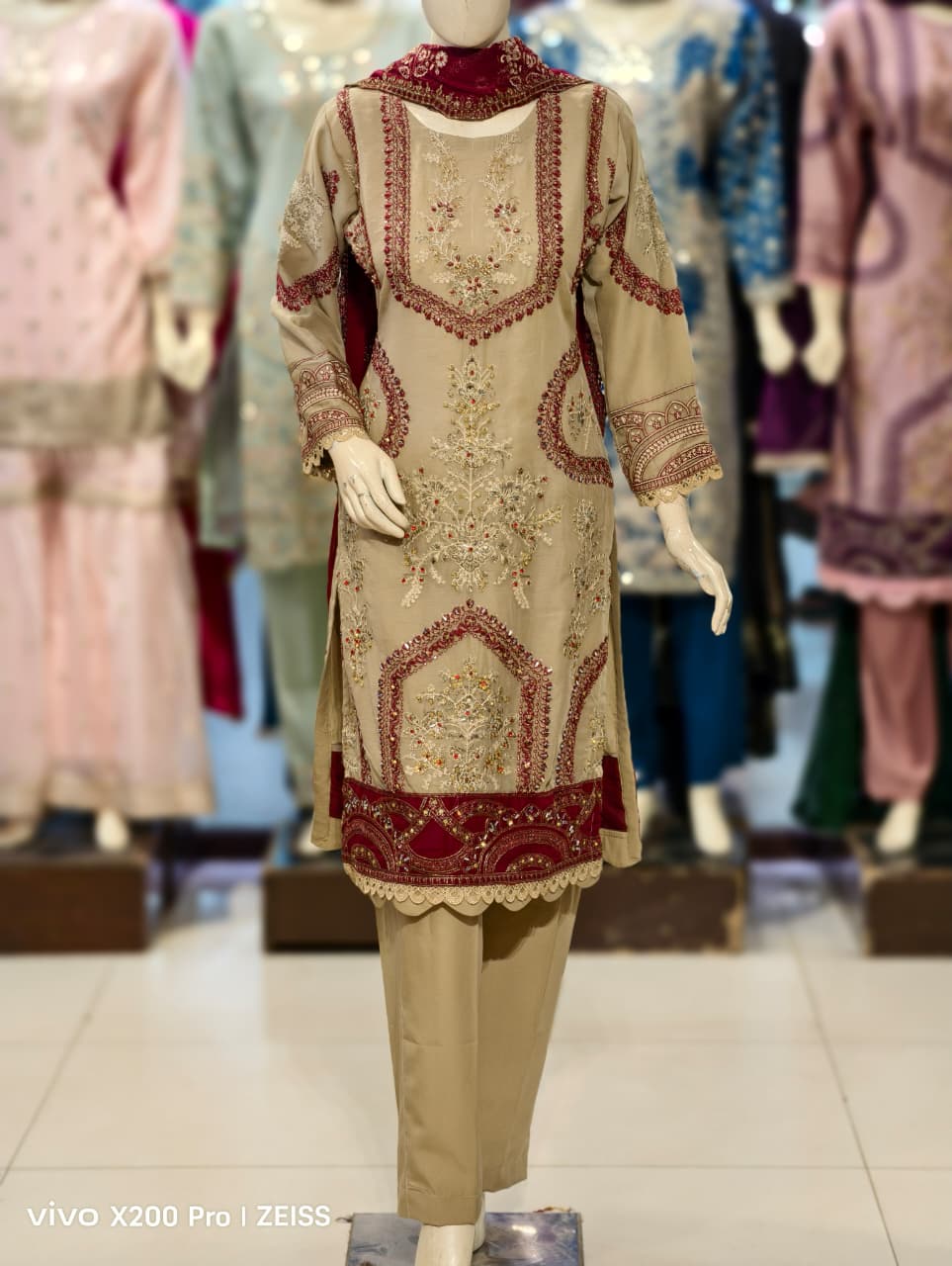 Contrast Long Shirt Style Dress