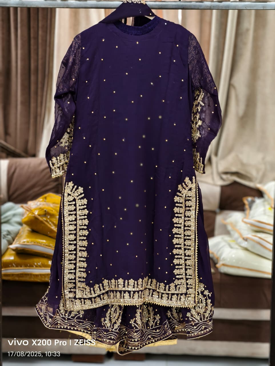 Long Shirt Plazo Style Heavy Wedding Wear Dress for Women