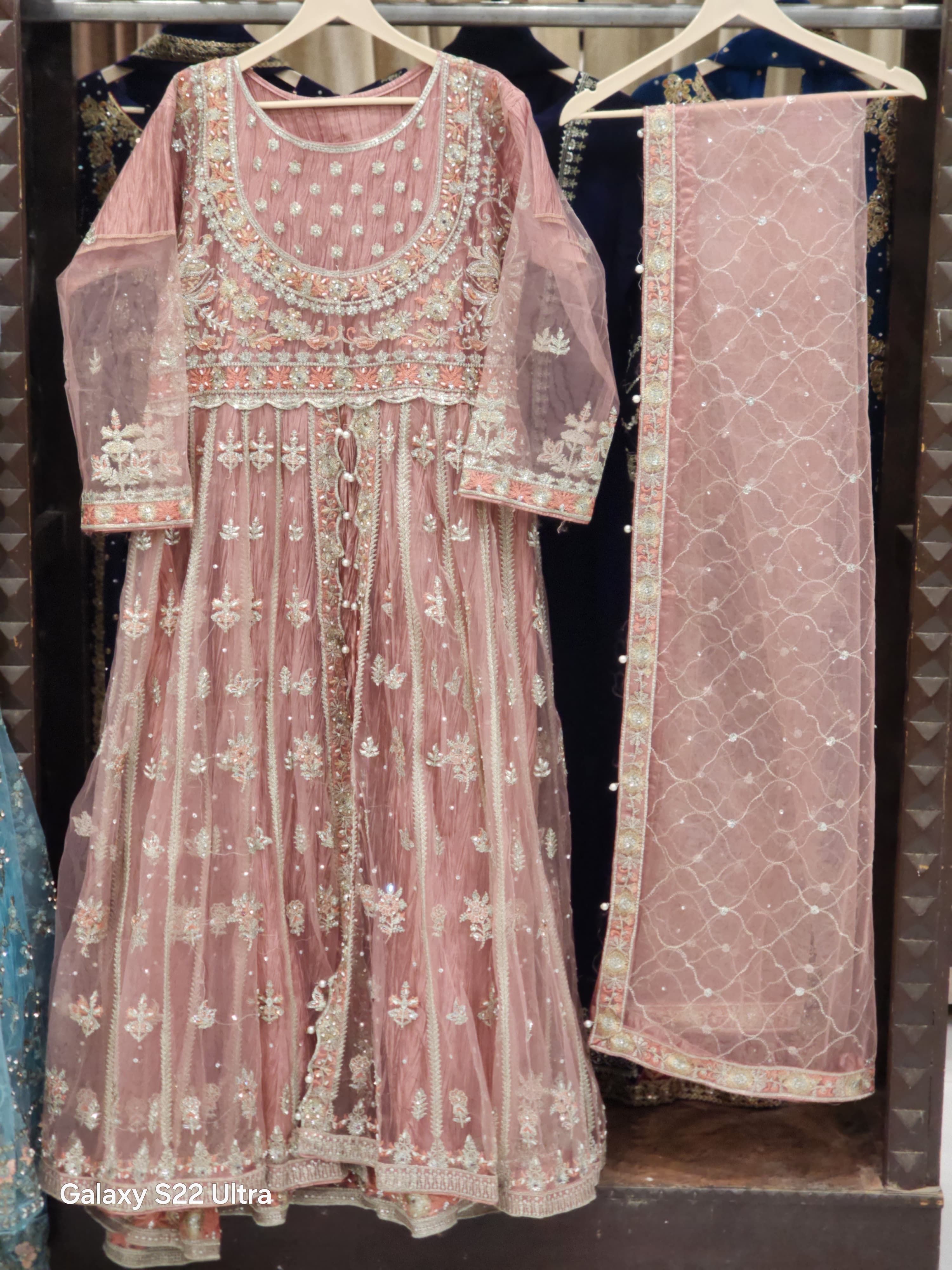 New Front Open Heavy Maxi Double Flair Style Dress