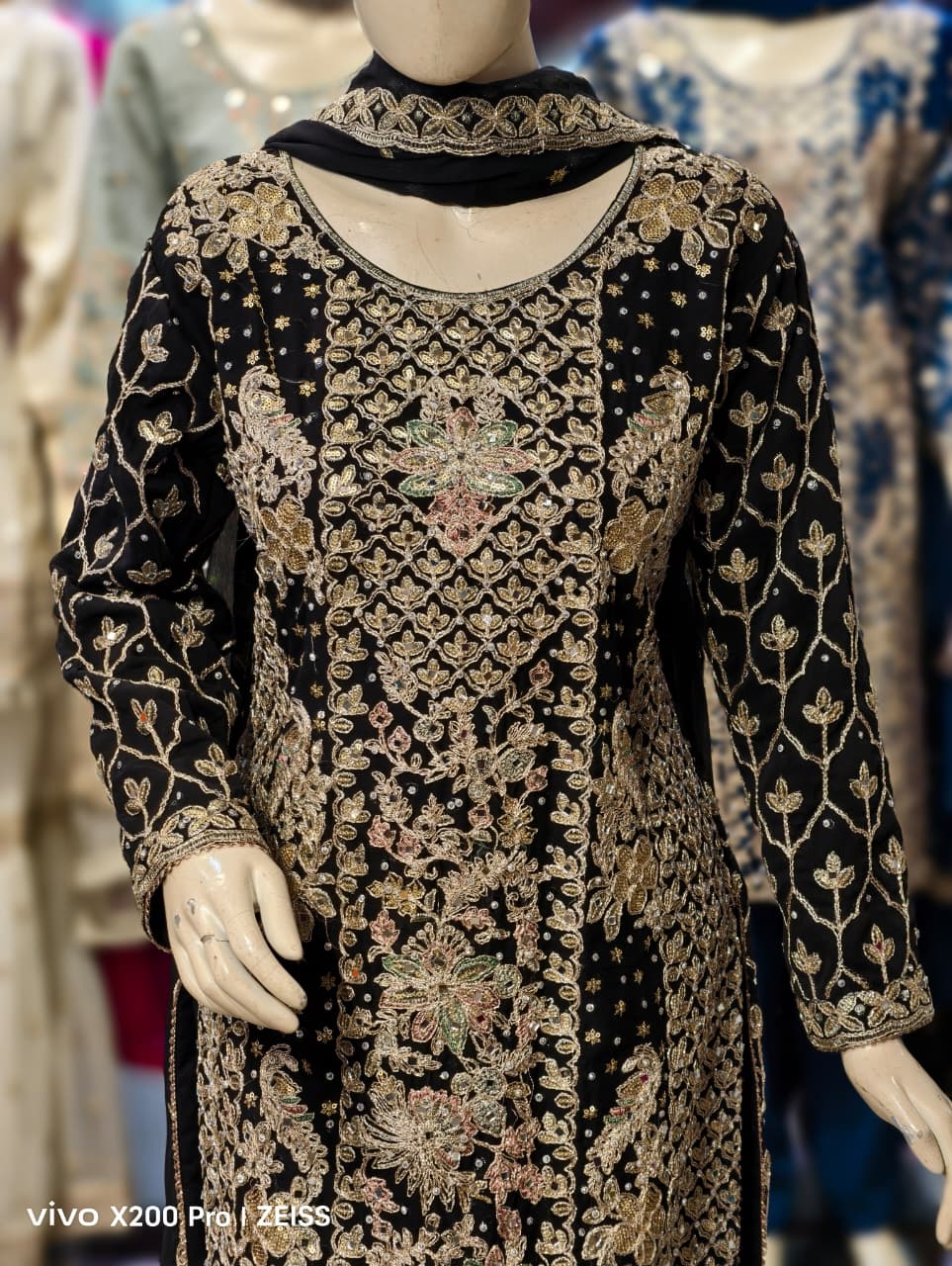 Heavy Long Shirt Style Fancy Party Wear Dress