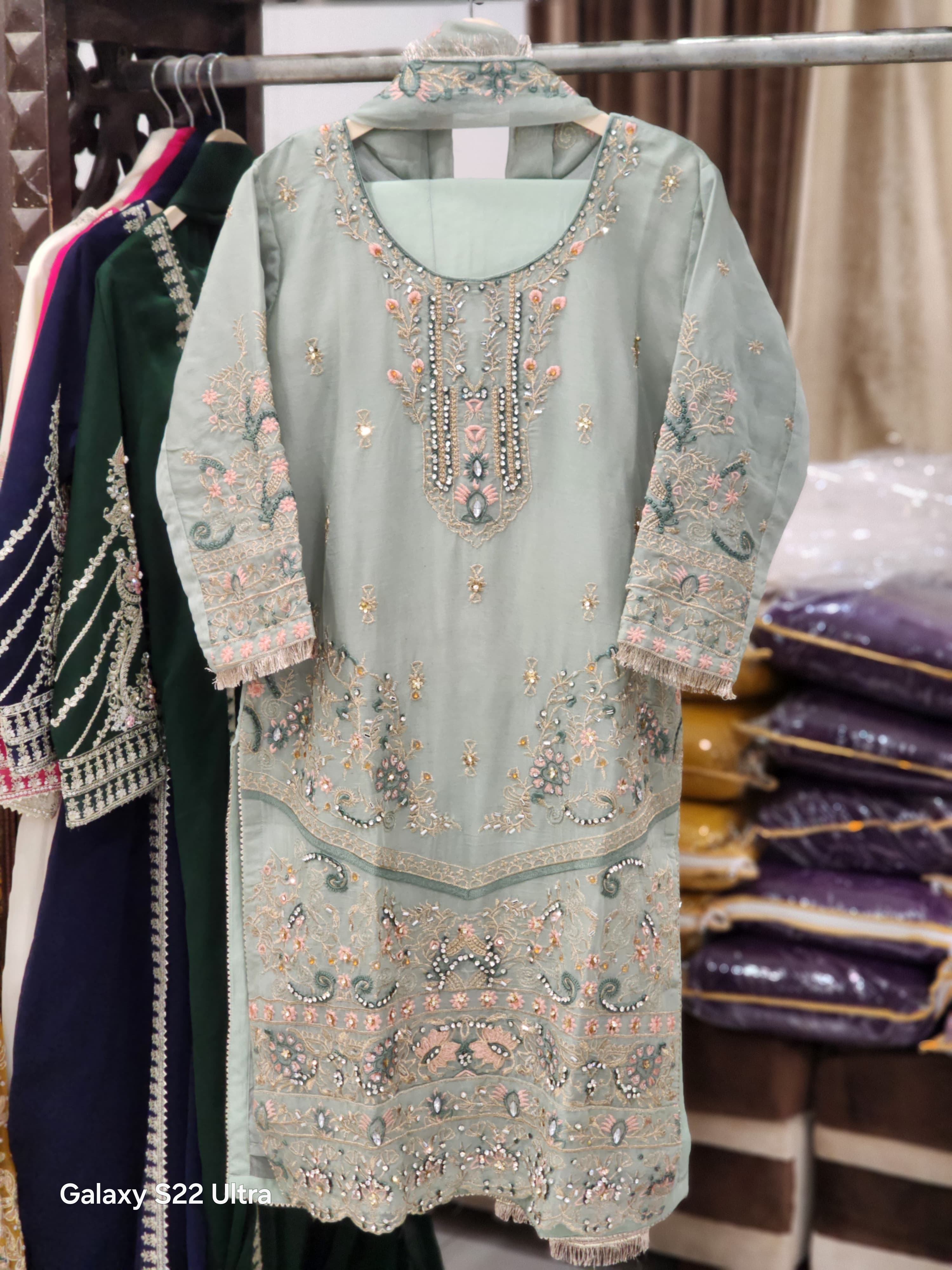 Long Shirt Trouser Style Fancy and Party Wear Dress For Women