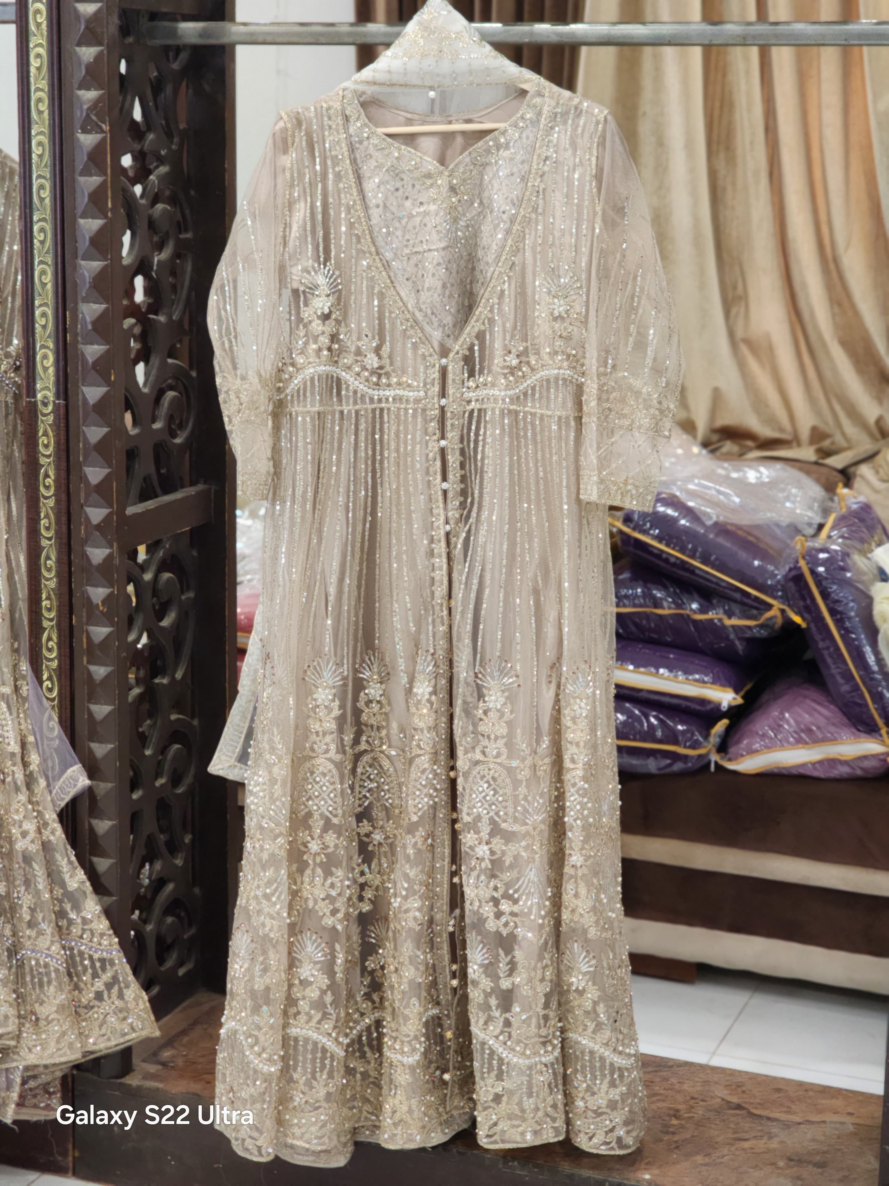 Front Open Contrast Maxi Double Flair Style Dress