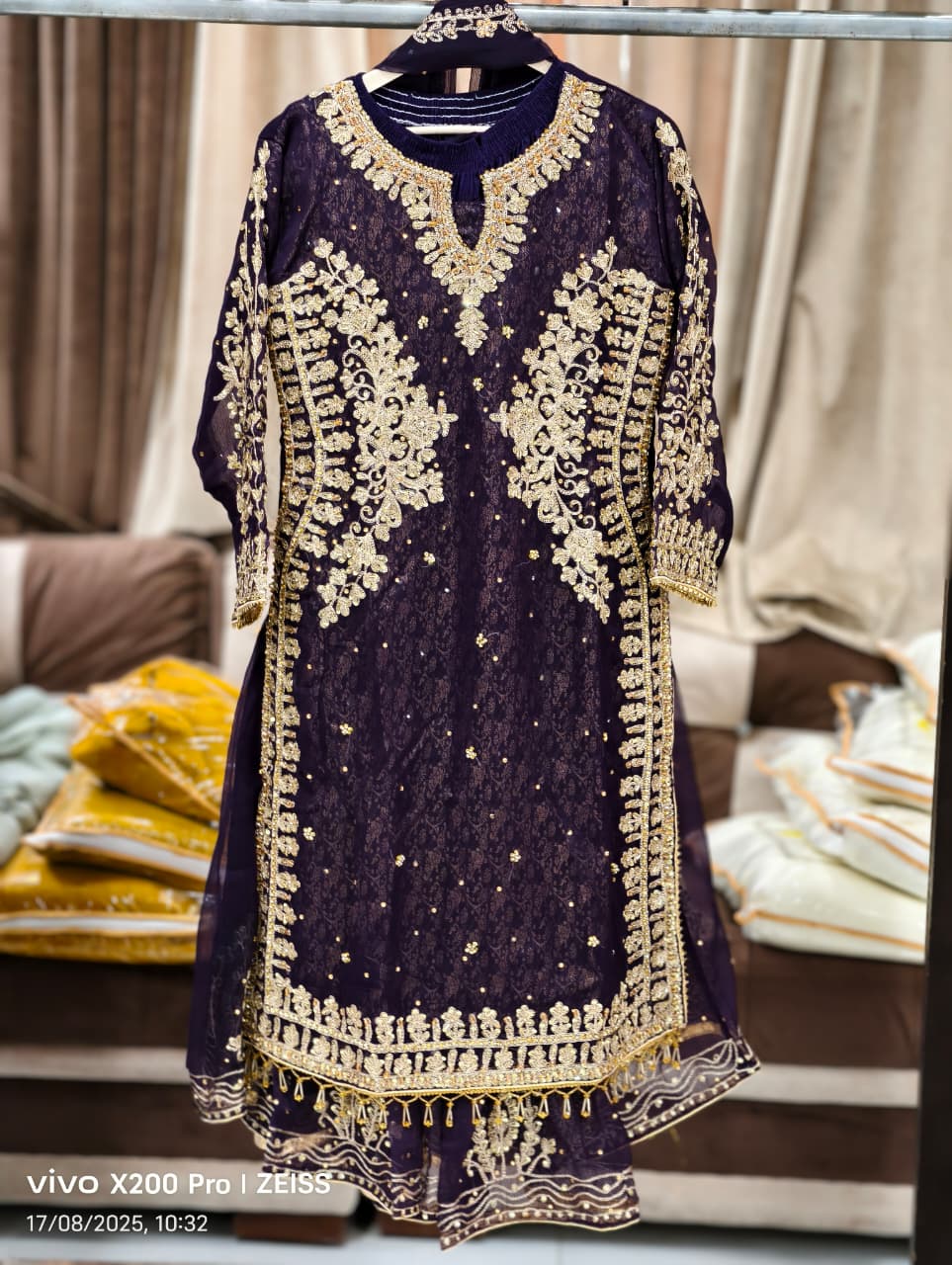 Long Shirt Plazo Style Heavy Wedding Wear Dress for Women