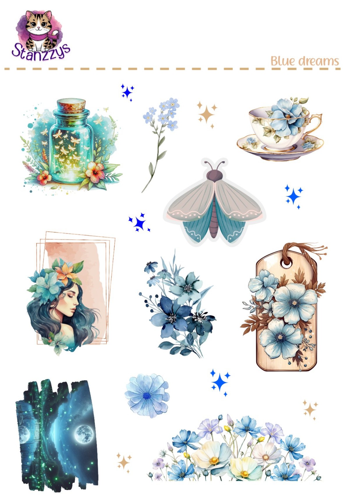 Blue Dreams Sticker Sheet