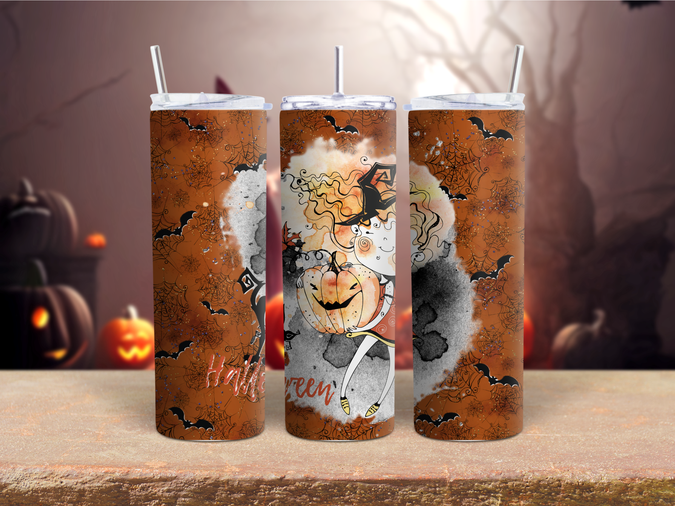 Quirky girl Halloween-themed Tumbler 