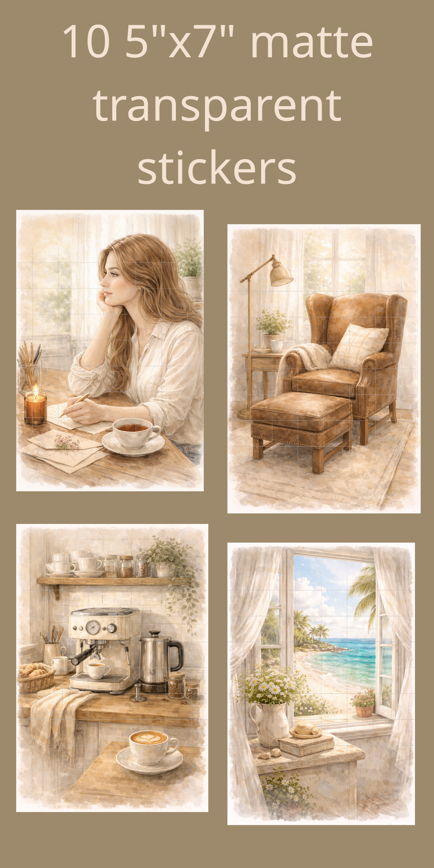 5"x7" full page stickers of a lovely lady