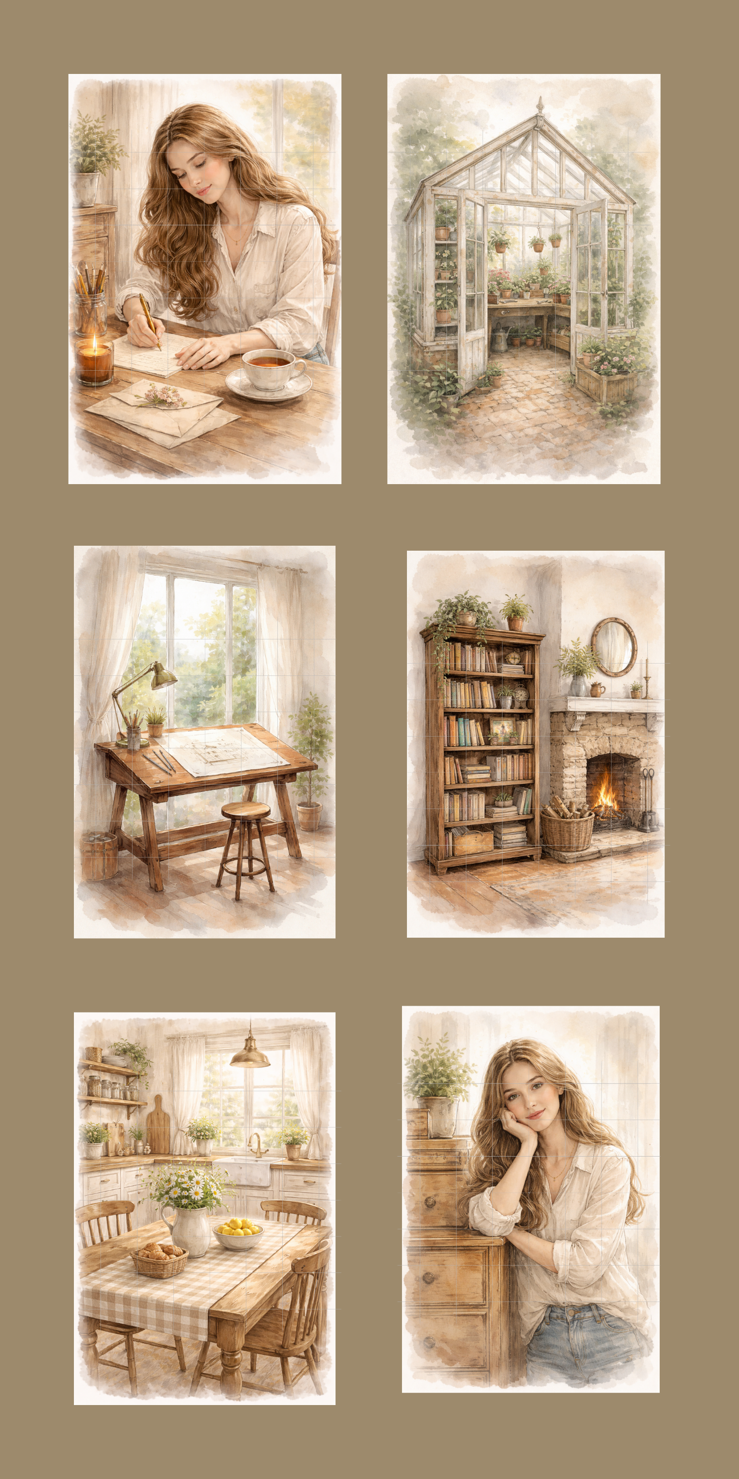 5"x7" full page stickers of a lovely lady