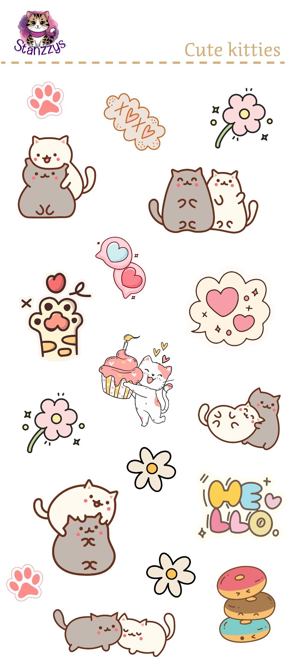 Cute Kitties Sticker Sheet