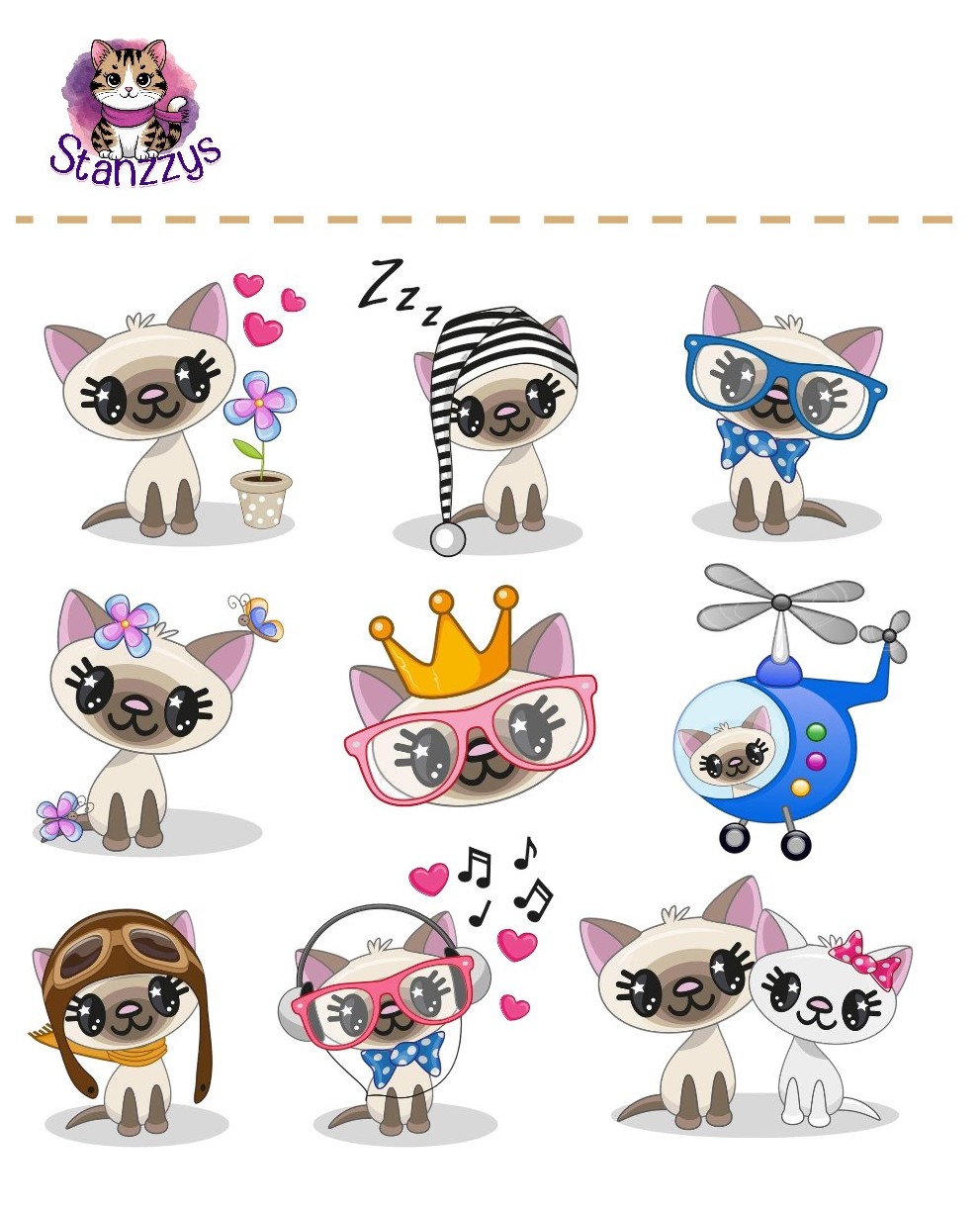 Cute Siamese Cat Stickers