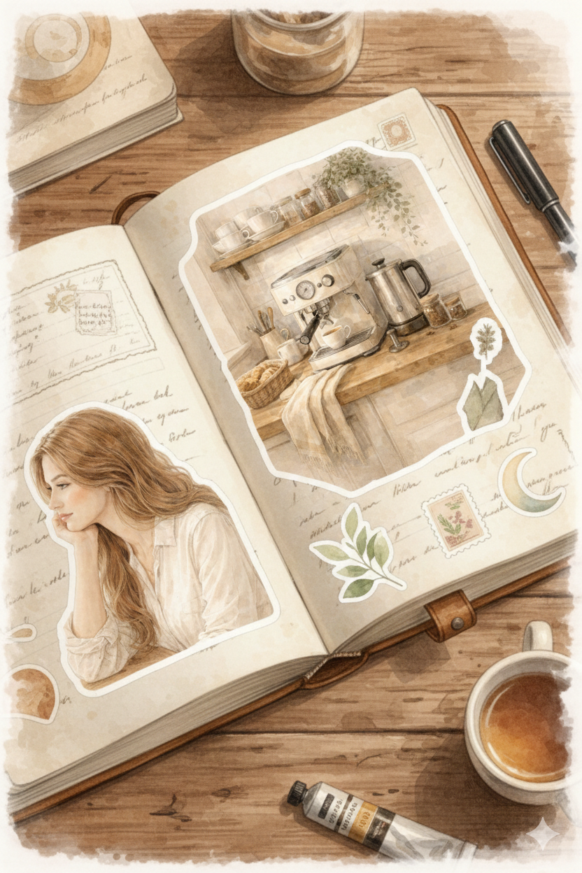 5"x7" full page stickers of a lovely lady