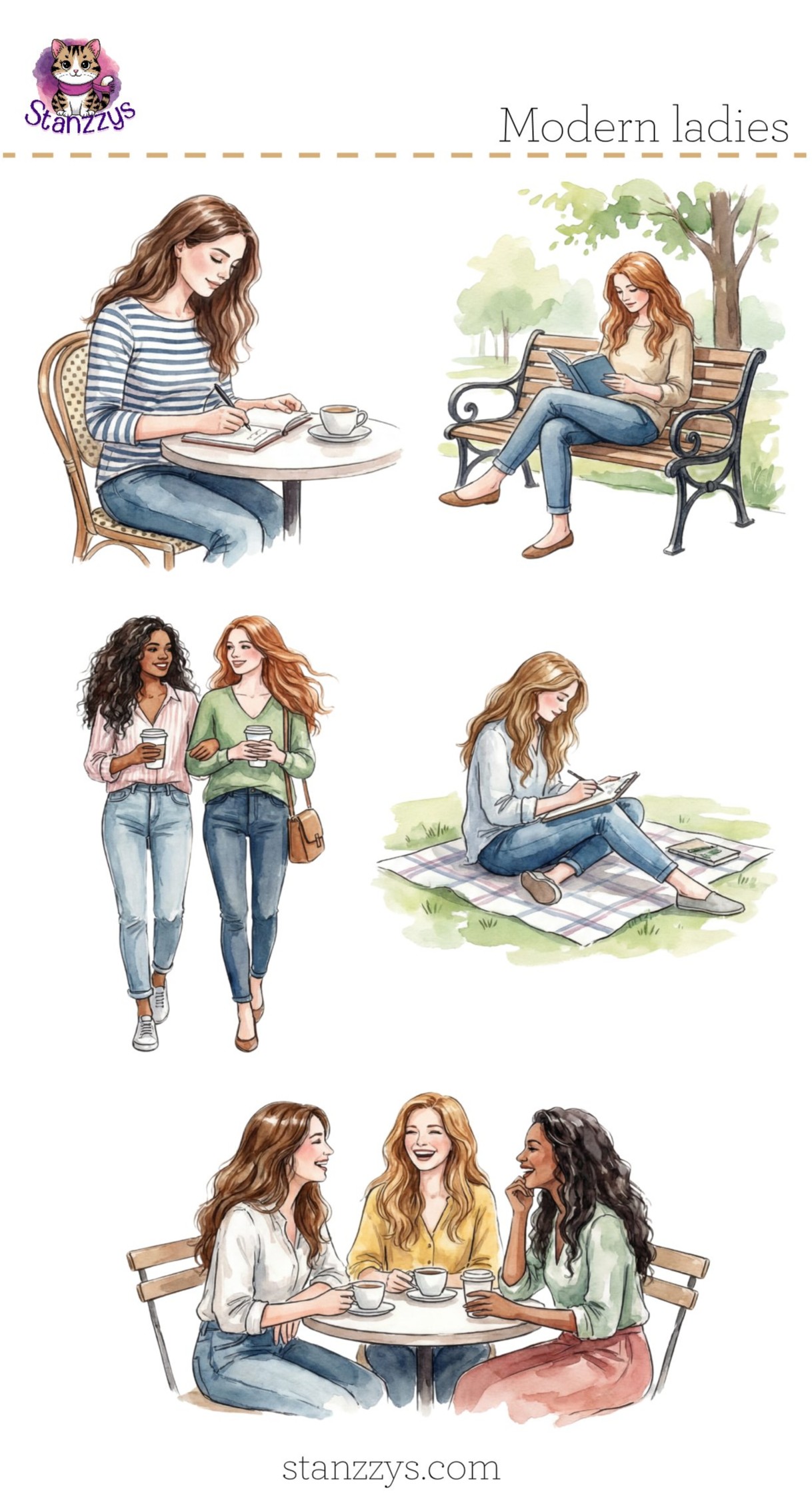 Modern Ladies Illustration Sheet