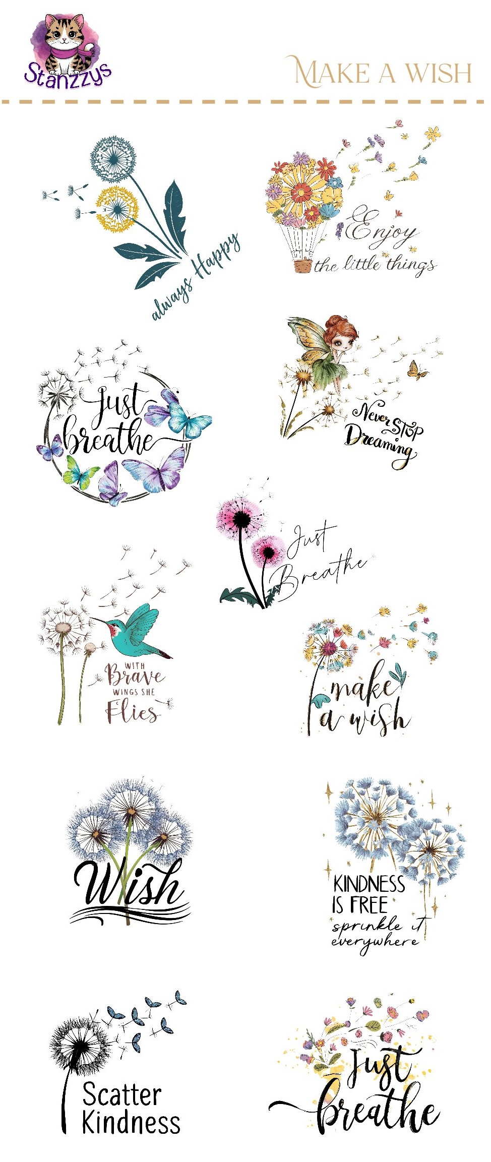 Make a Wish Inspirational Stickers Sheet