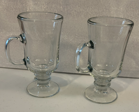 Glass Irish Coffee Mugs, Set of 2