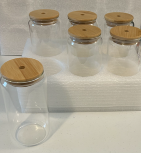 Bamboo Lid Glass Jar and Straw