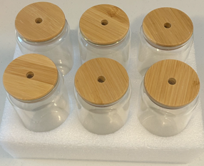 Bamboo Lid Glass Jar and Straw
