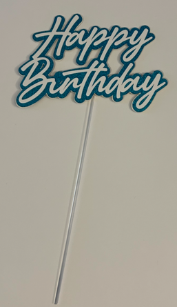 Happy Birthday Cake Topper - Blue Glitter