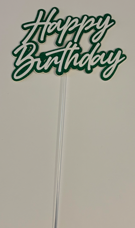 Happy Birthday Cake Topper - Green Glitter