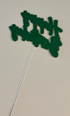 Happy Birthday Cake Topper - Green Glitter