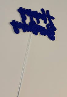 Happy Birthday Cake Topper - Purple Glitter 
