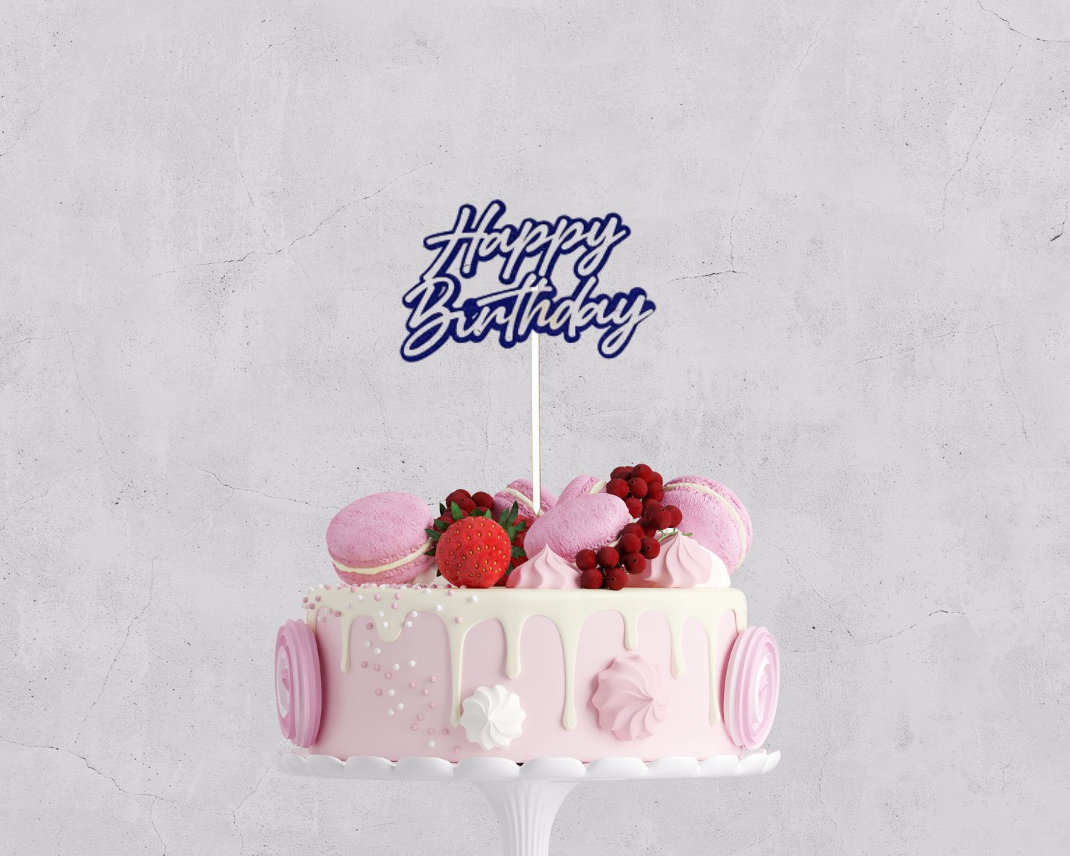 Happy Birthday Cake Topper - Purple Glitter 