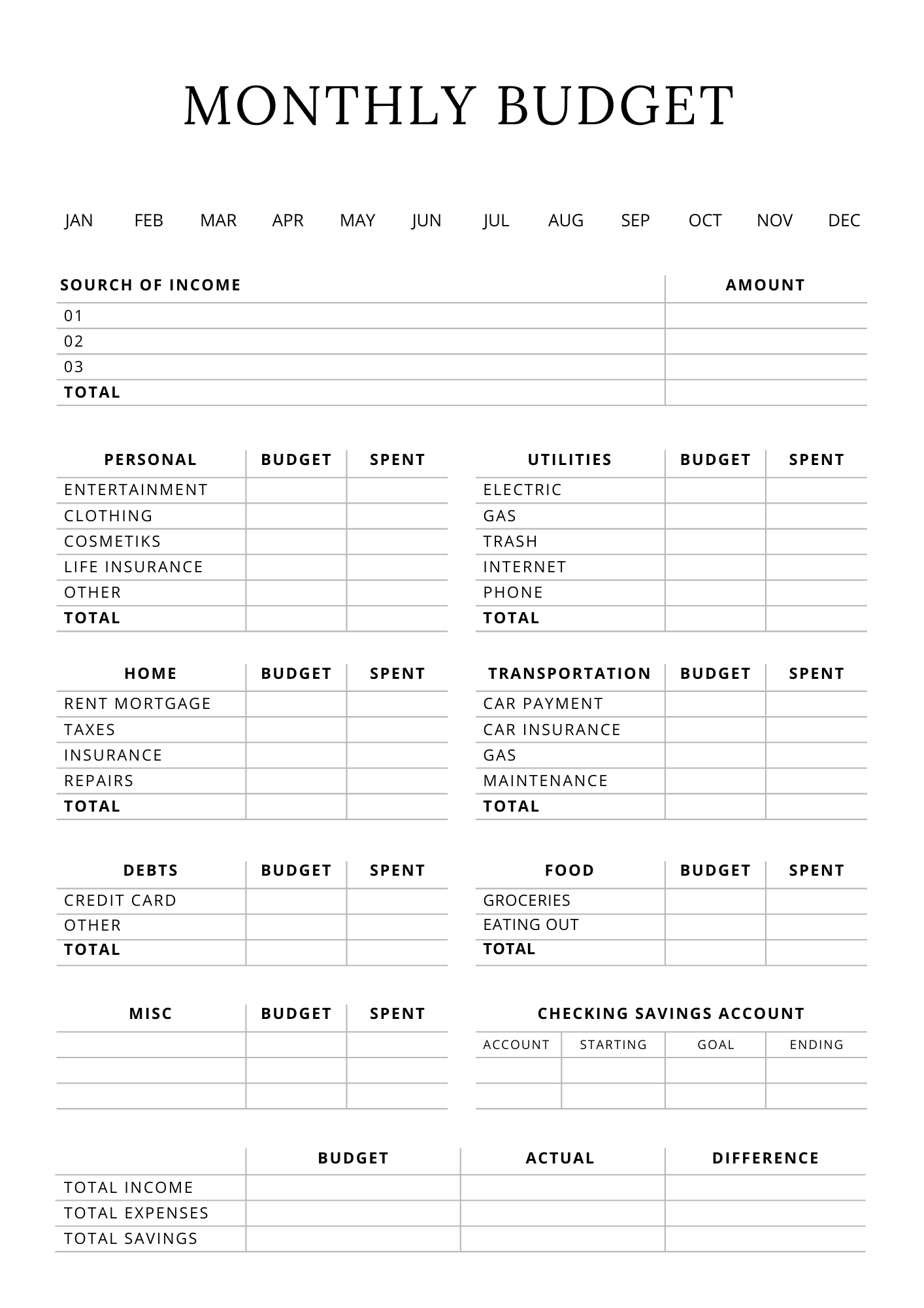 Household Management Planner