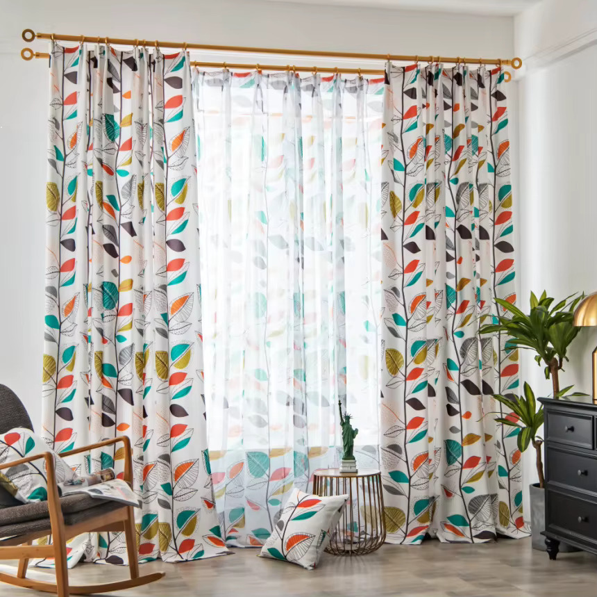 Colourful Leaf Pattern Curtains