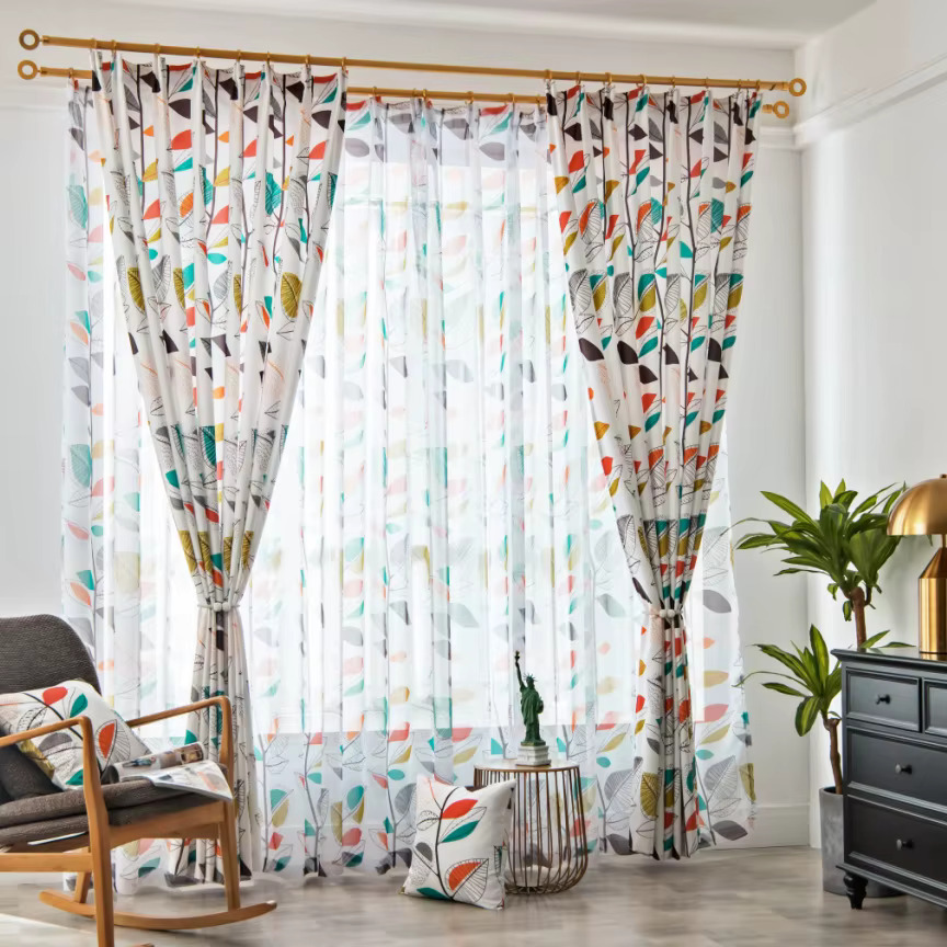 Colourful Leaf Pattern Curtains