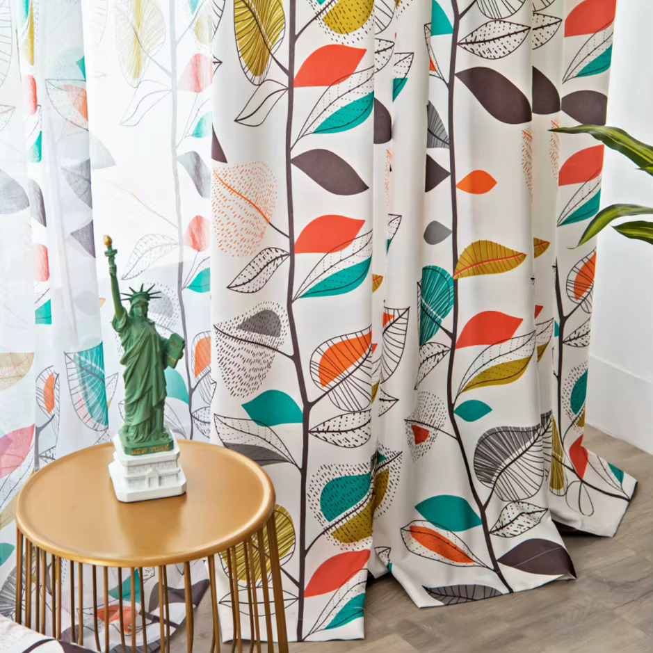 Colourful Leaf Pattern Curtains