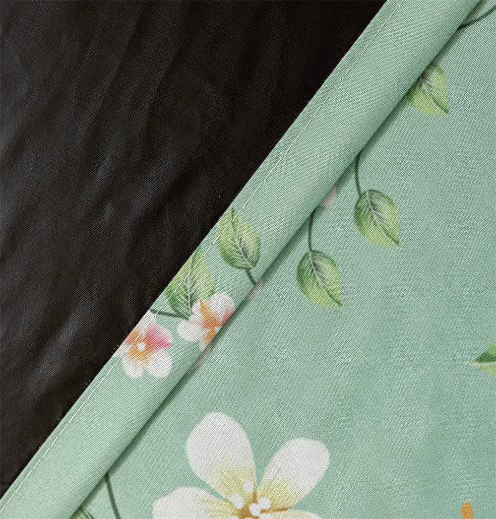 Floral Green Fully Blackout Curtains 