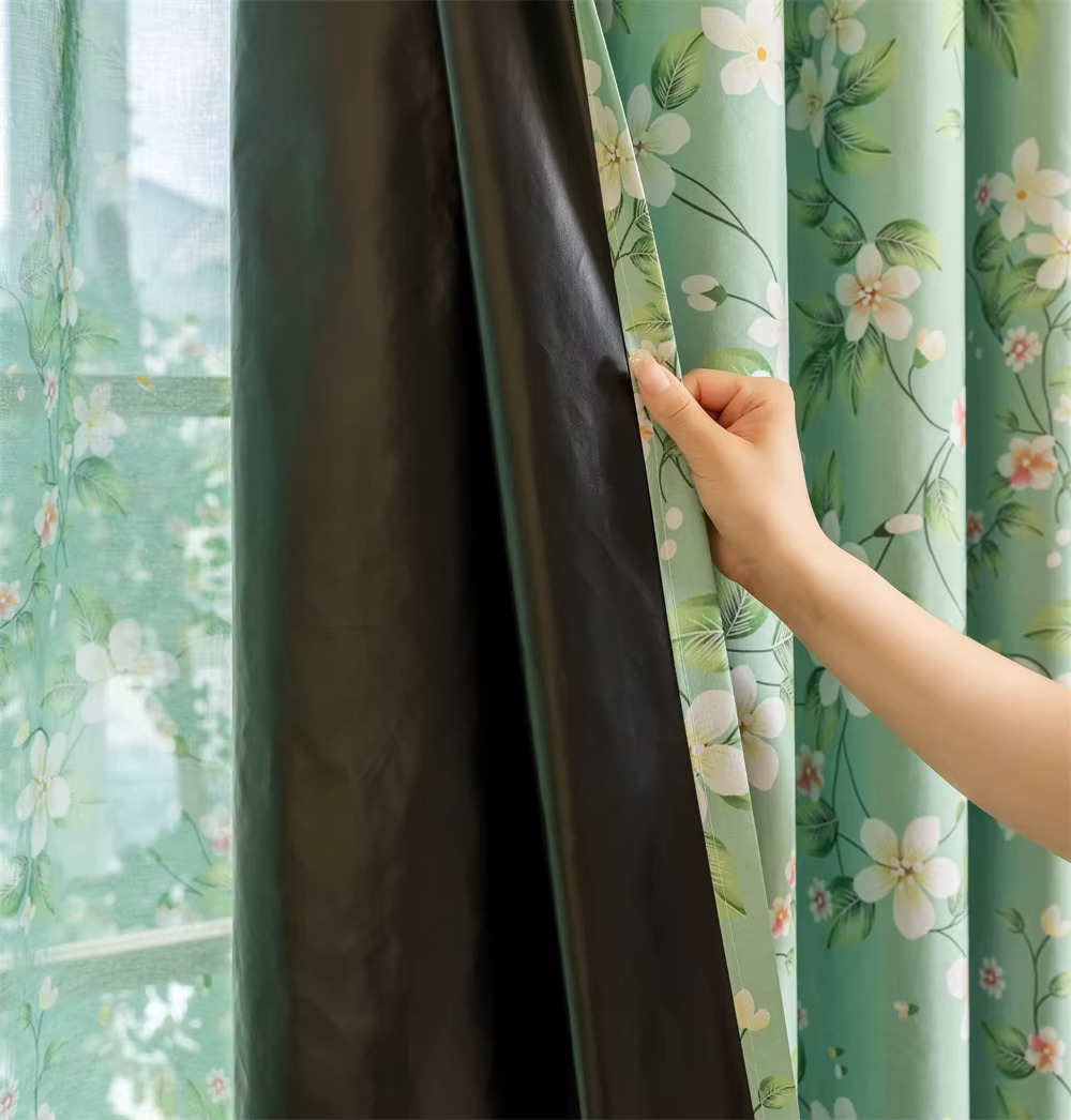 Floral Green Fully Blackout Curtains 