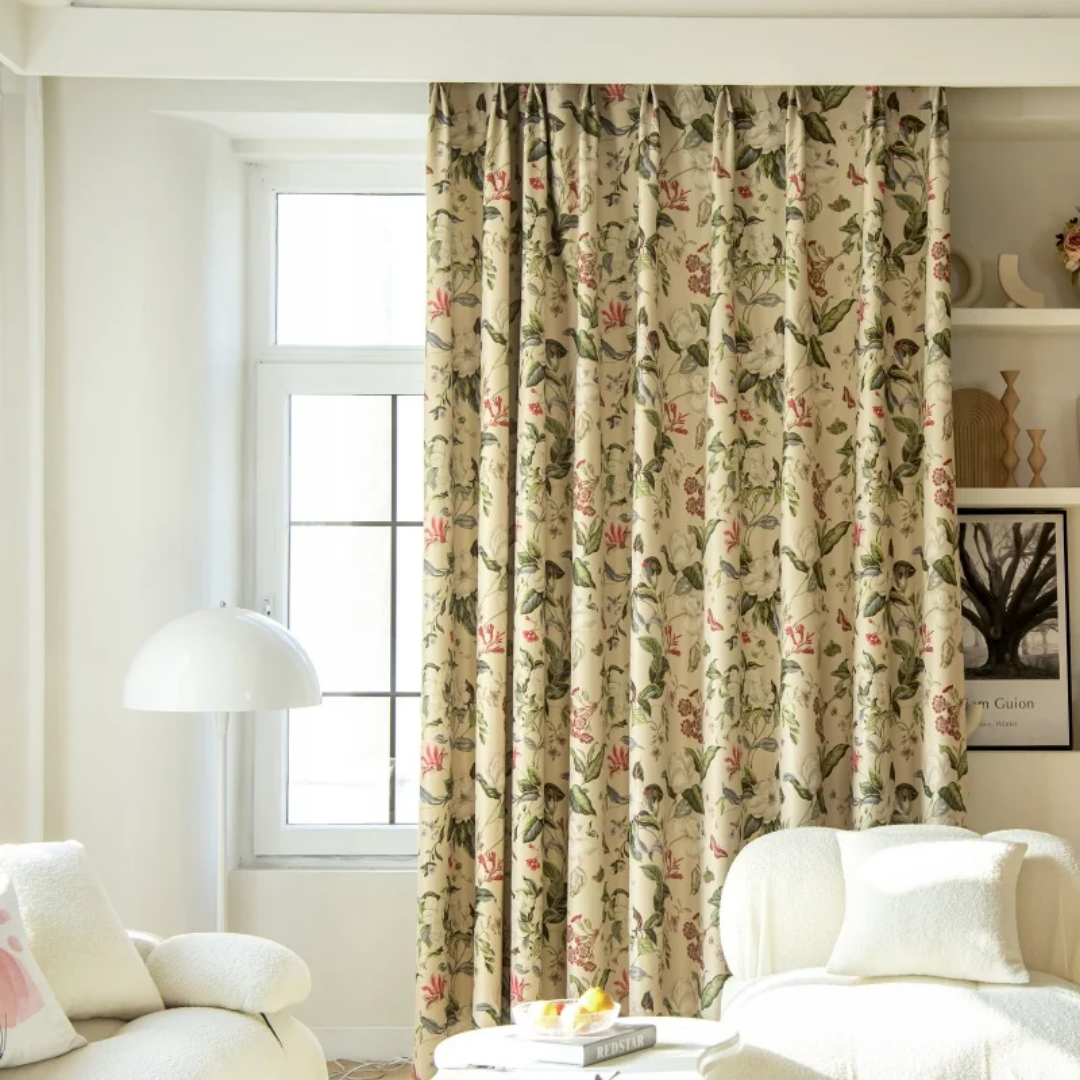 High Quality American Vintage Floral Blackout Curtain