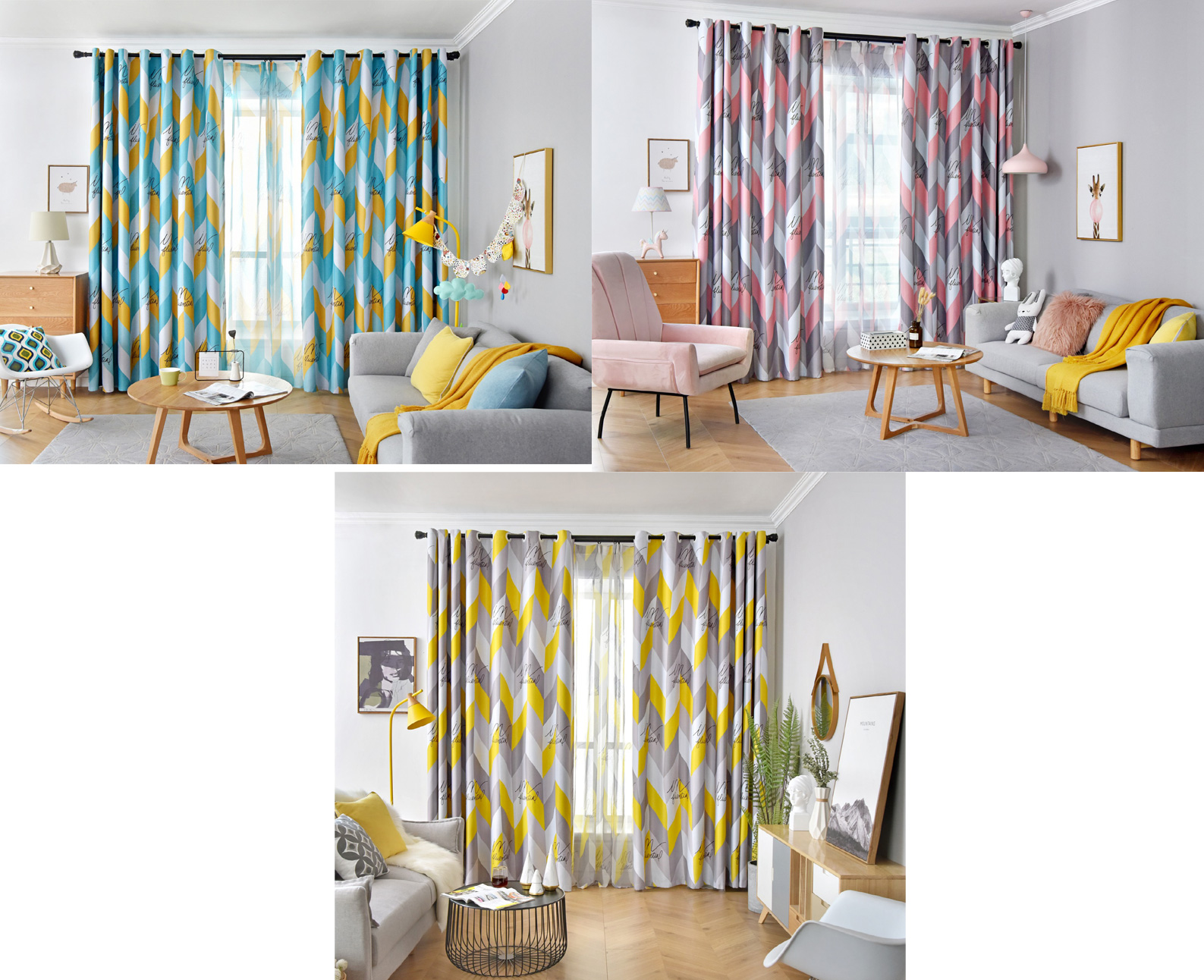 Nordic Style Geometric Pattern Curtains