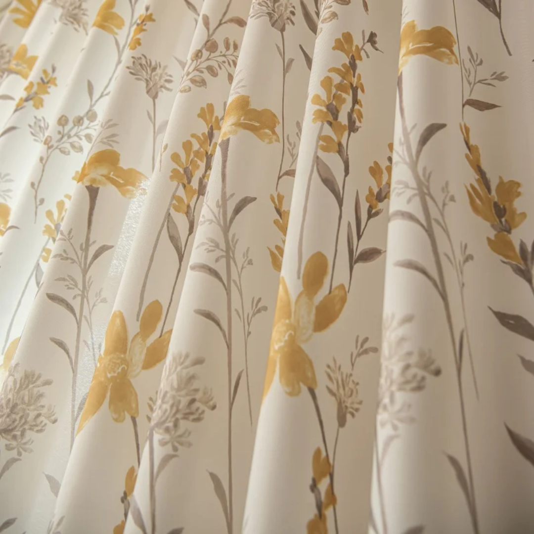 American Pastoral Style Yellow Floral Printed Blackout Curtains