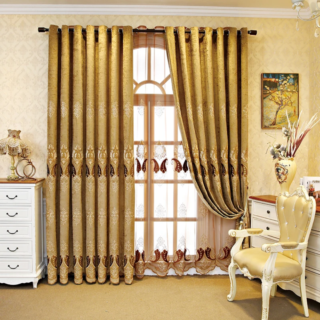 Luxurious European Chenille Embroidered Curtain