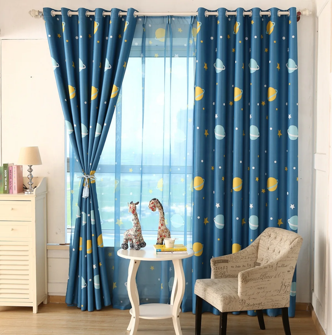 Blue Planet Printed Kids blackout Curtain