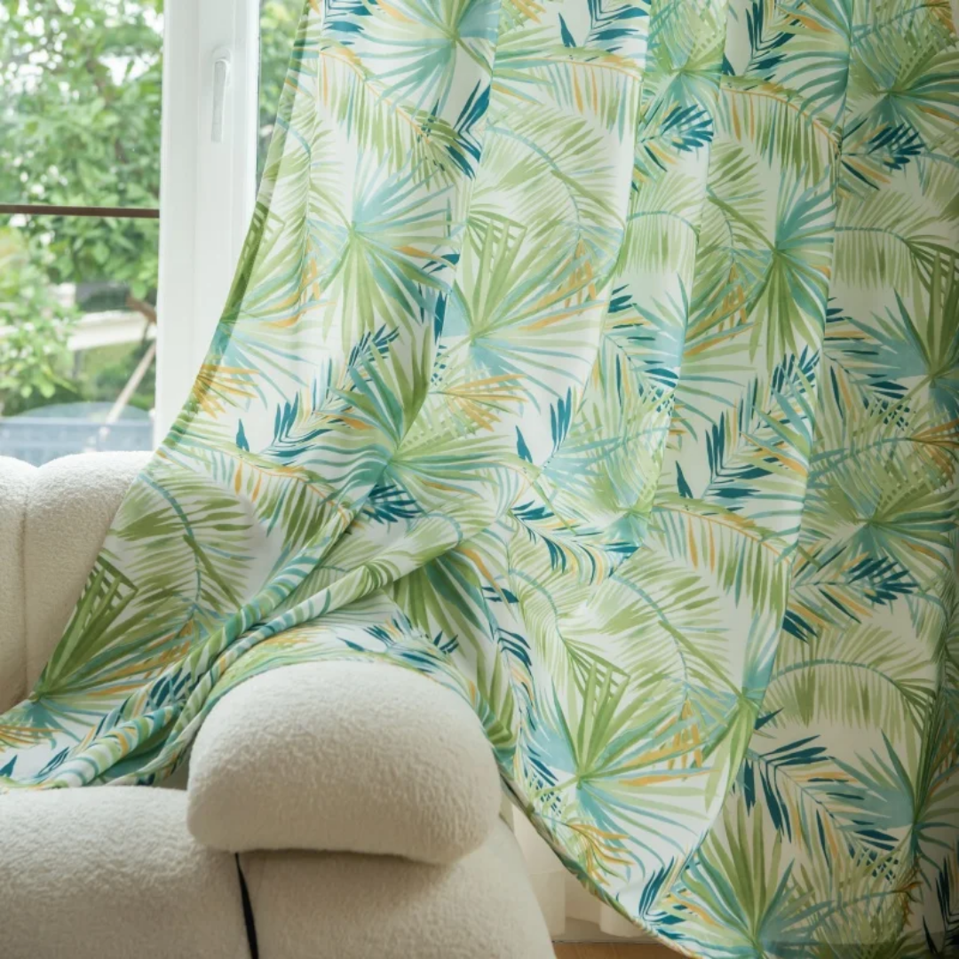 Tropical Leaf Print Curtains