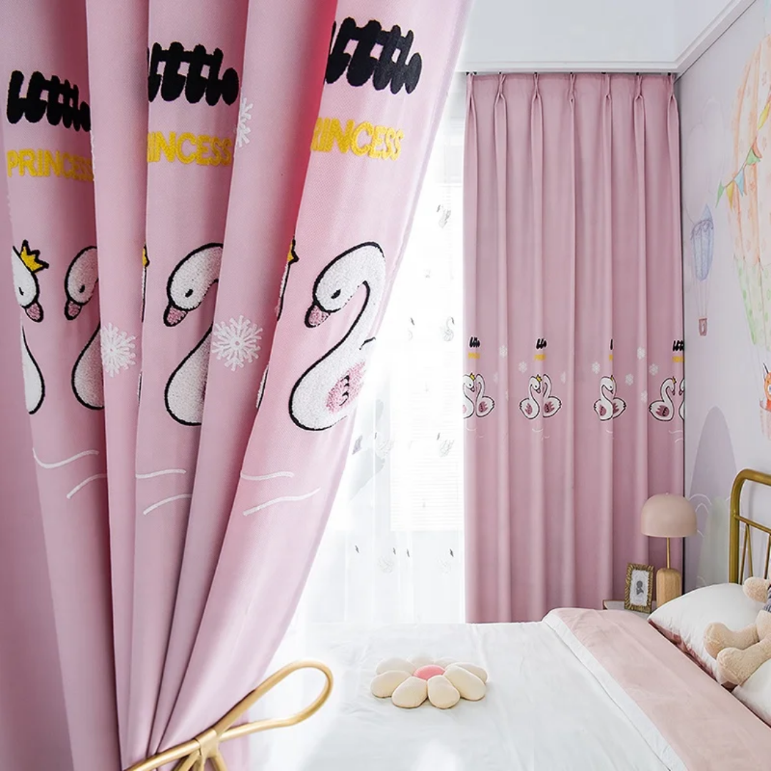 Modern Embroidery Swan Curtains