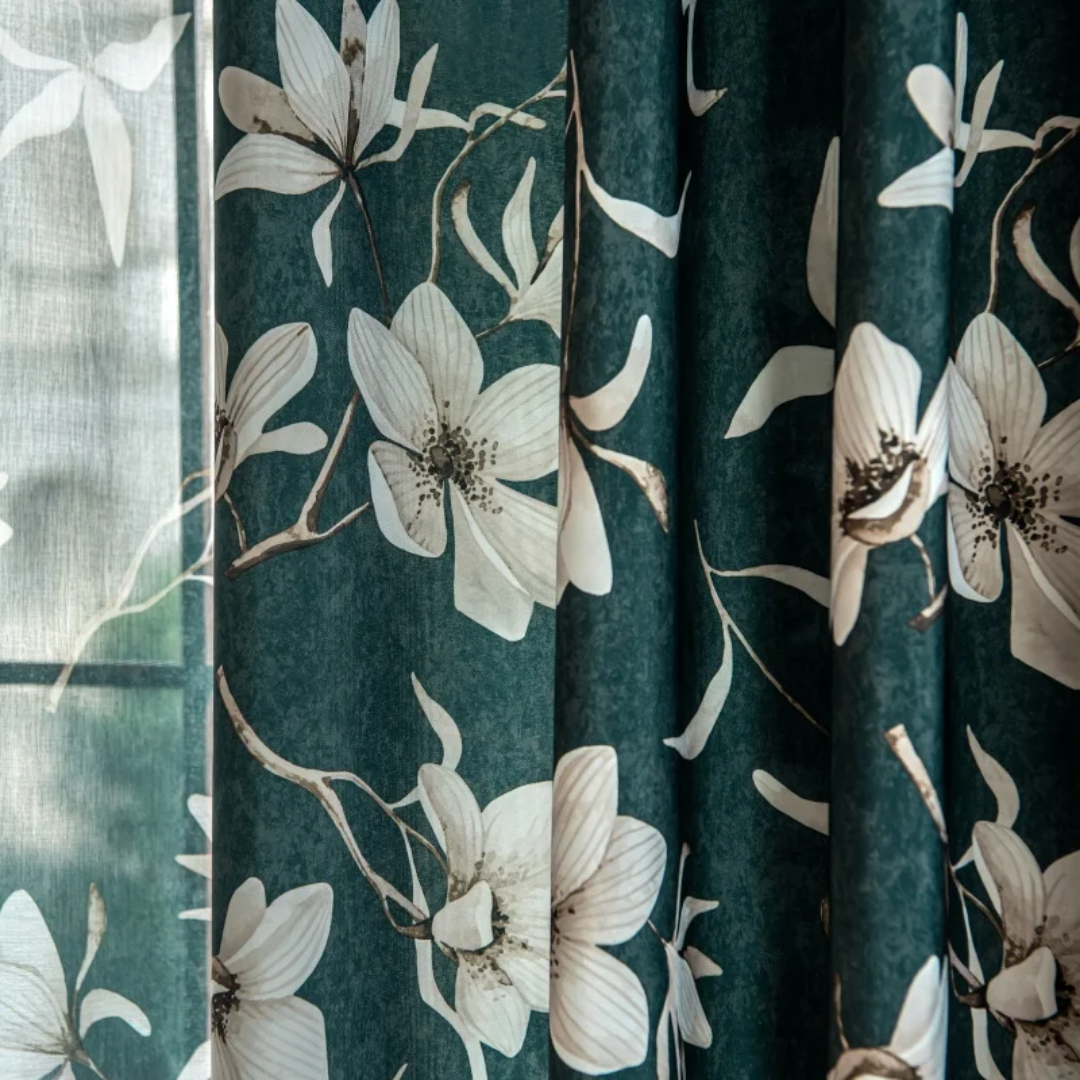 American Style Flower Printed Blackout Curtain