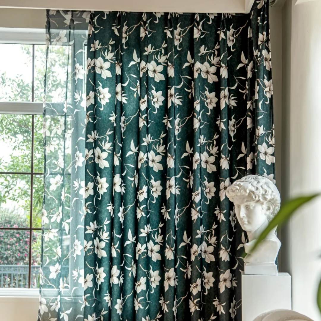 American Style Flower Printed Blackout Curtain