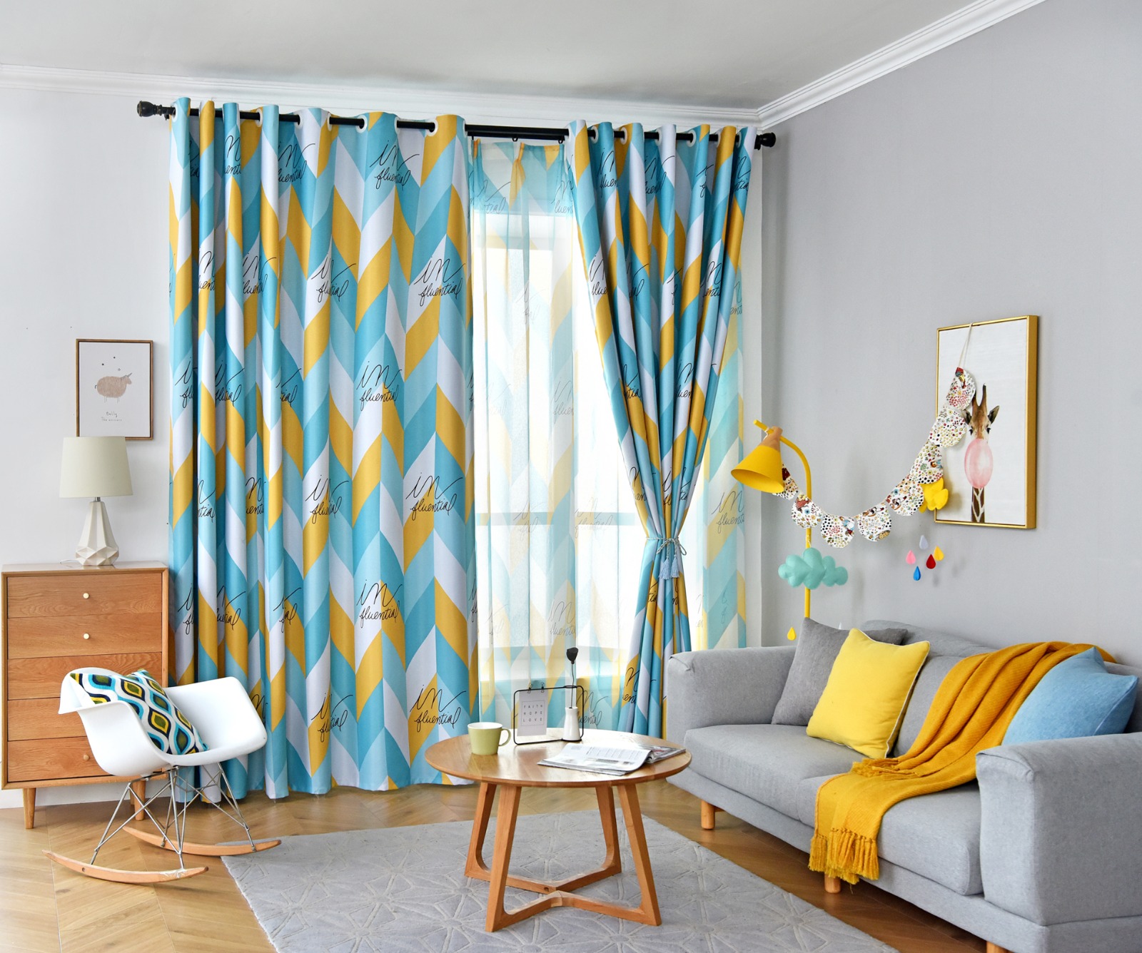 Nordic Style Geometric Pattern Curtains