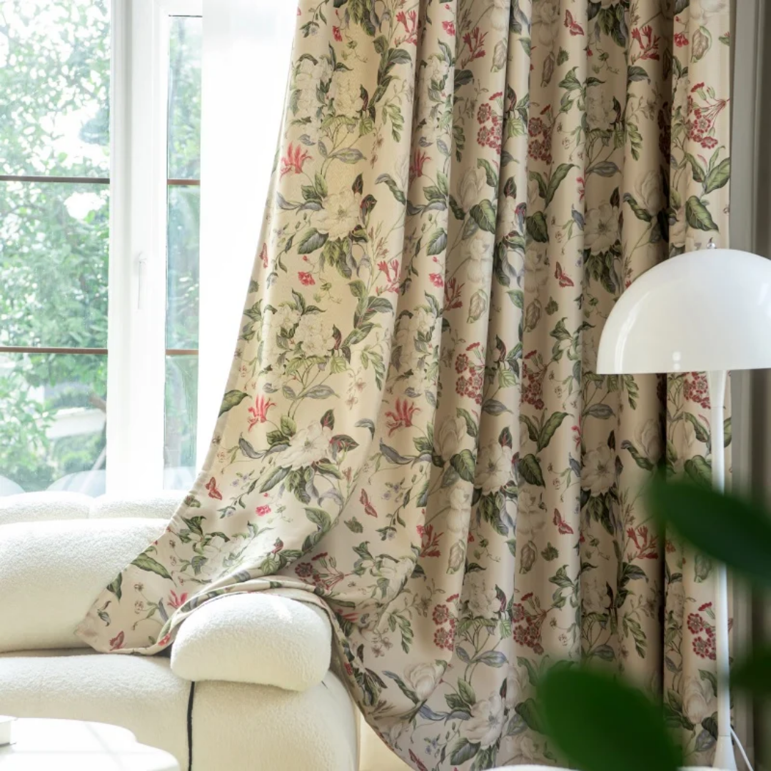 High Quality American Vintage Floral Blackout Curtain